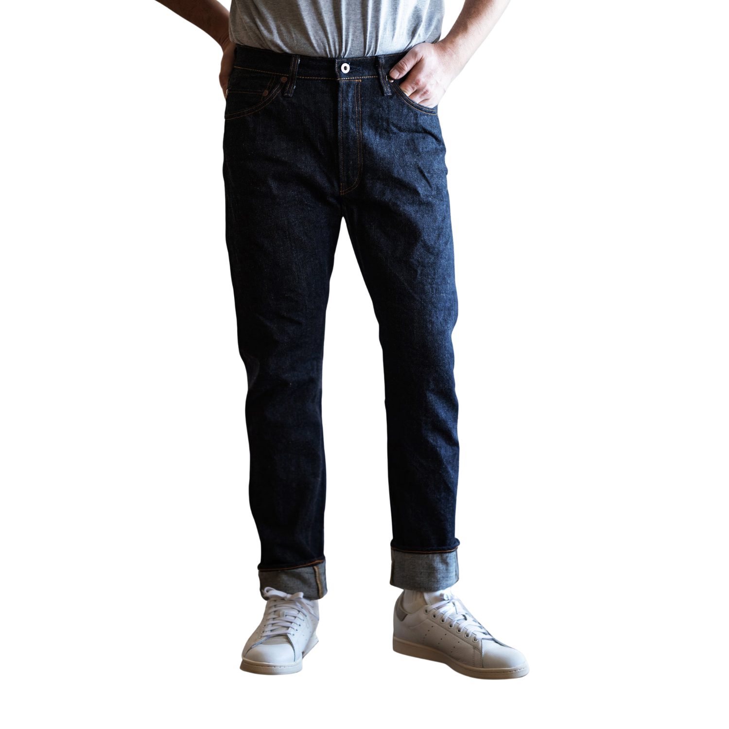 Big John M104G 23oz selvedge denim jeans in raw indigo — back view