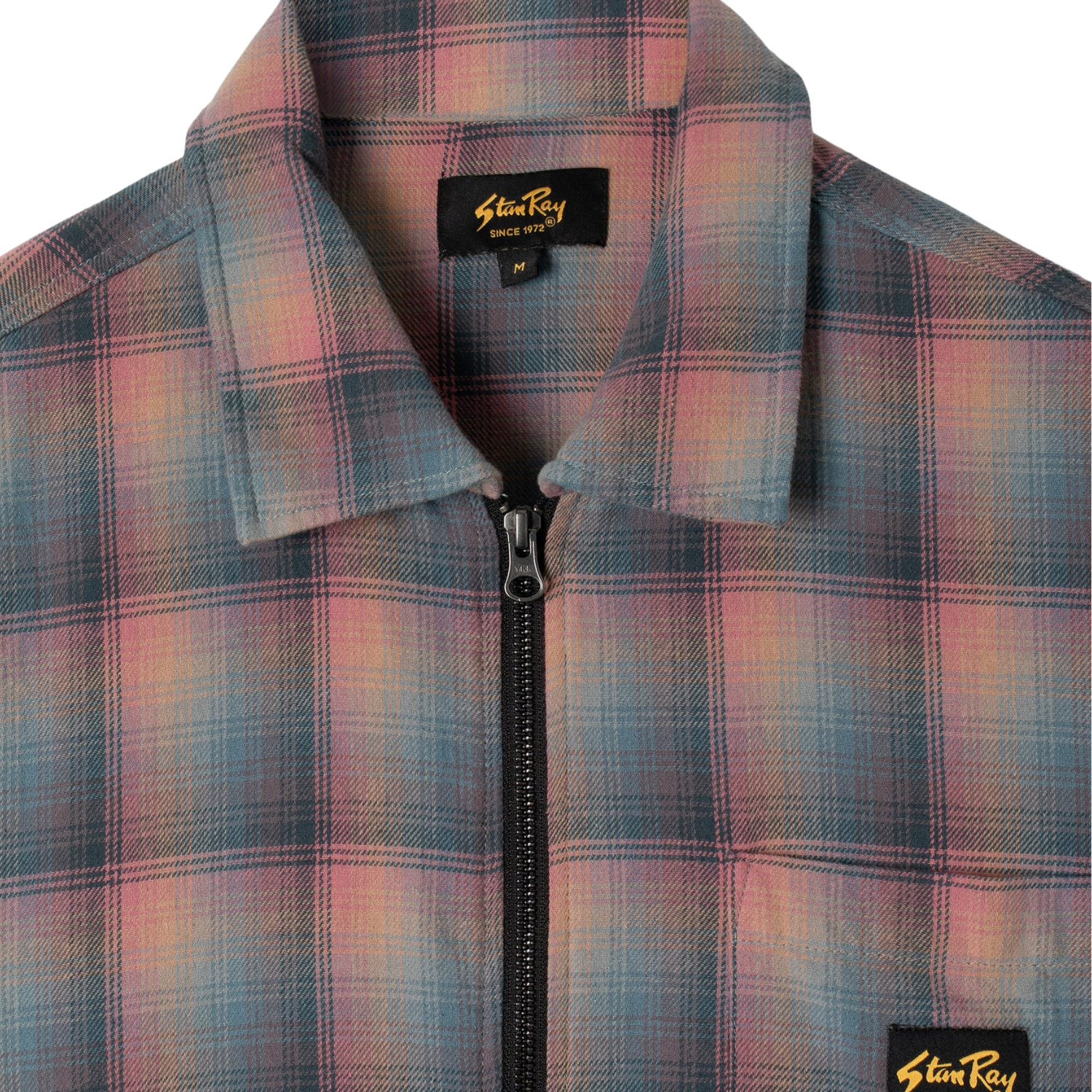 STAN RAY ZIP SHIRT - PINK/TEAL PLAID