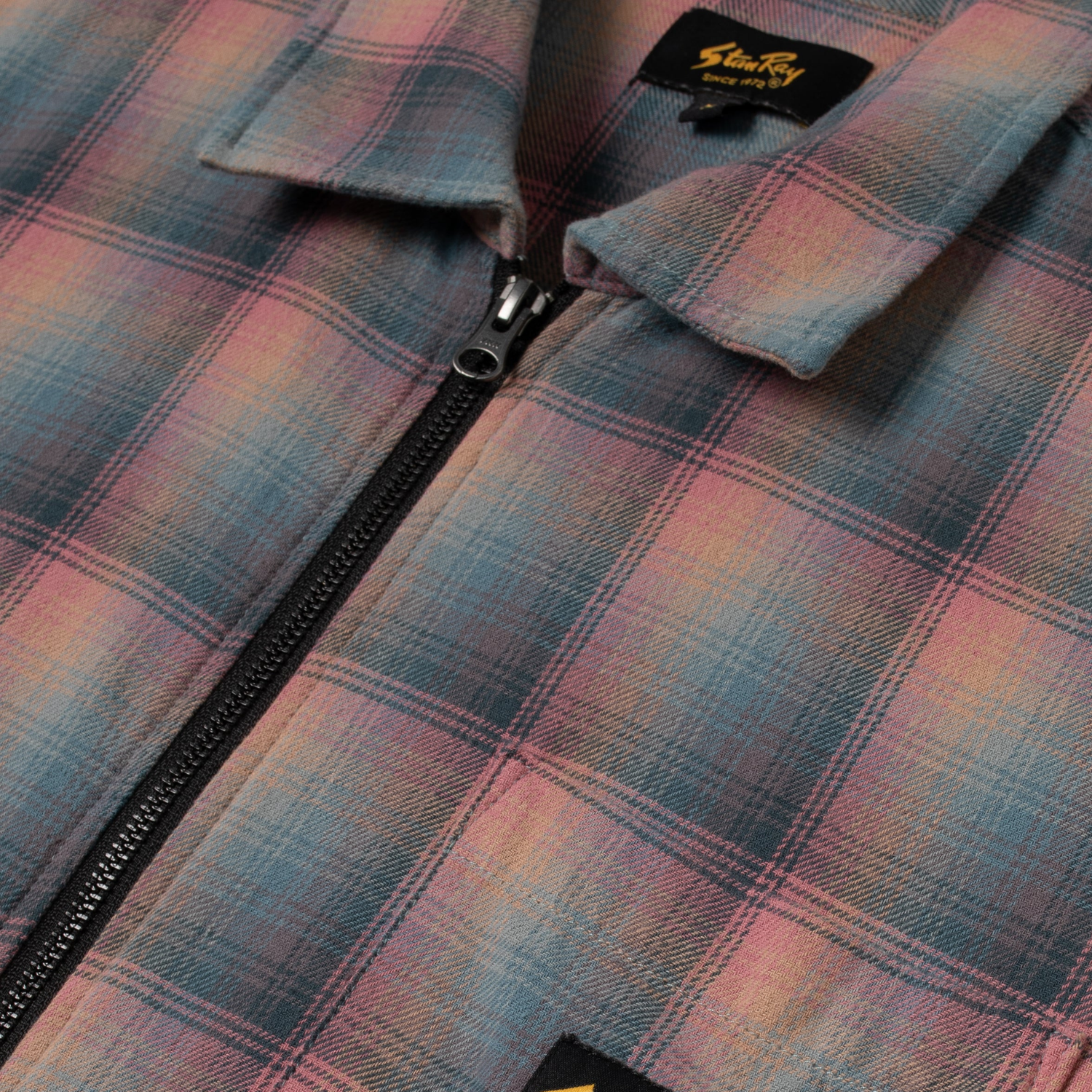 STAN RAY ZIP SHIRT - PINK/TEAL PLAID