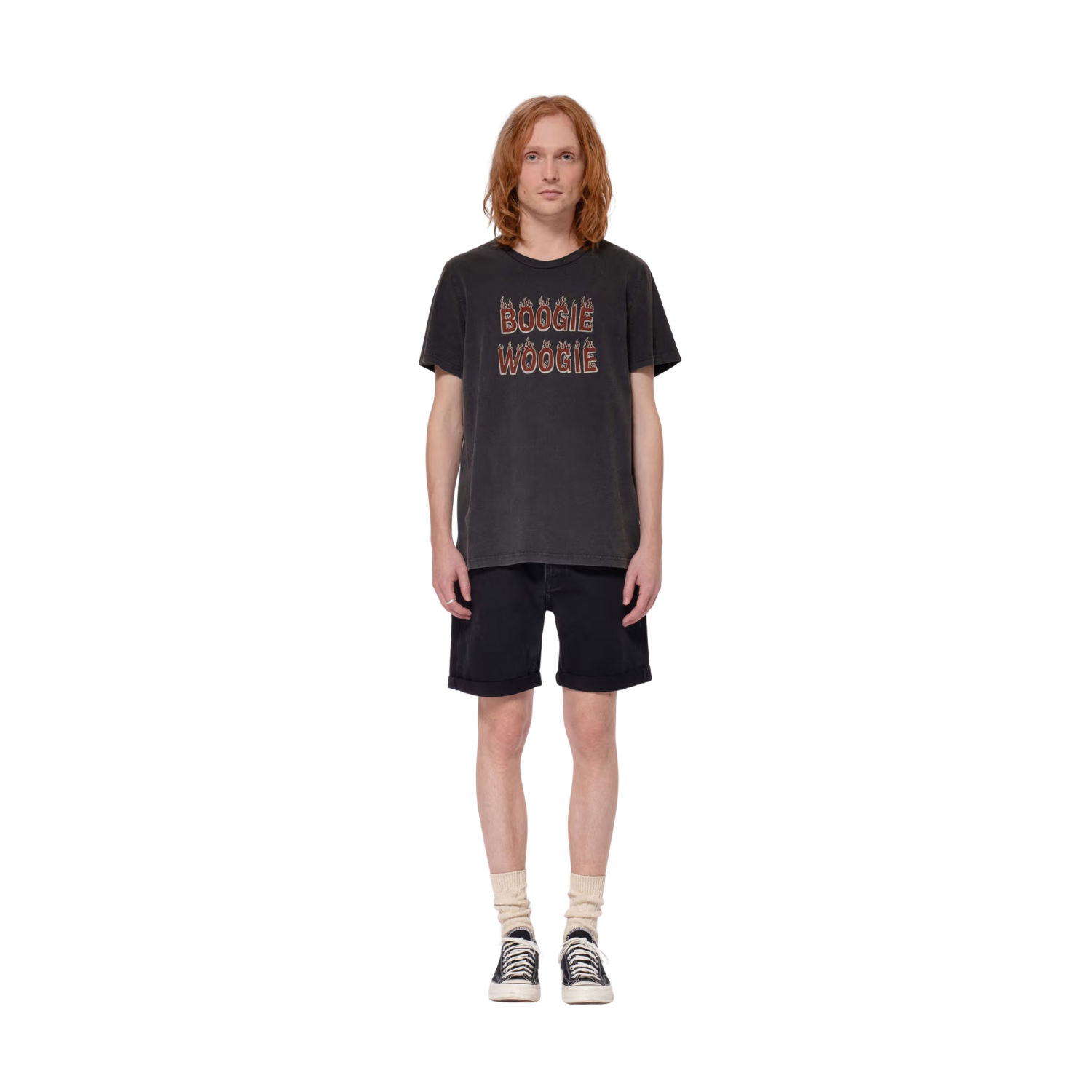 Nudie Josh Denim Shorts — Aged Black — view 5