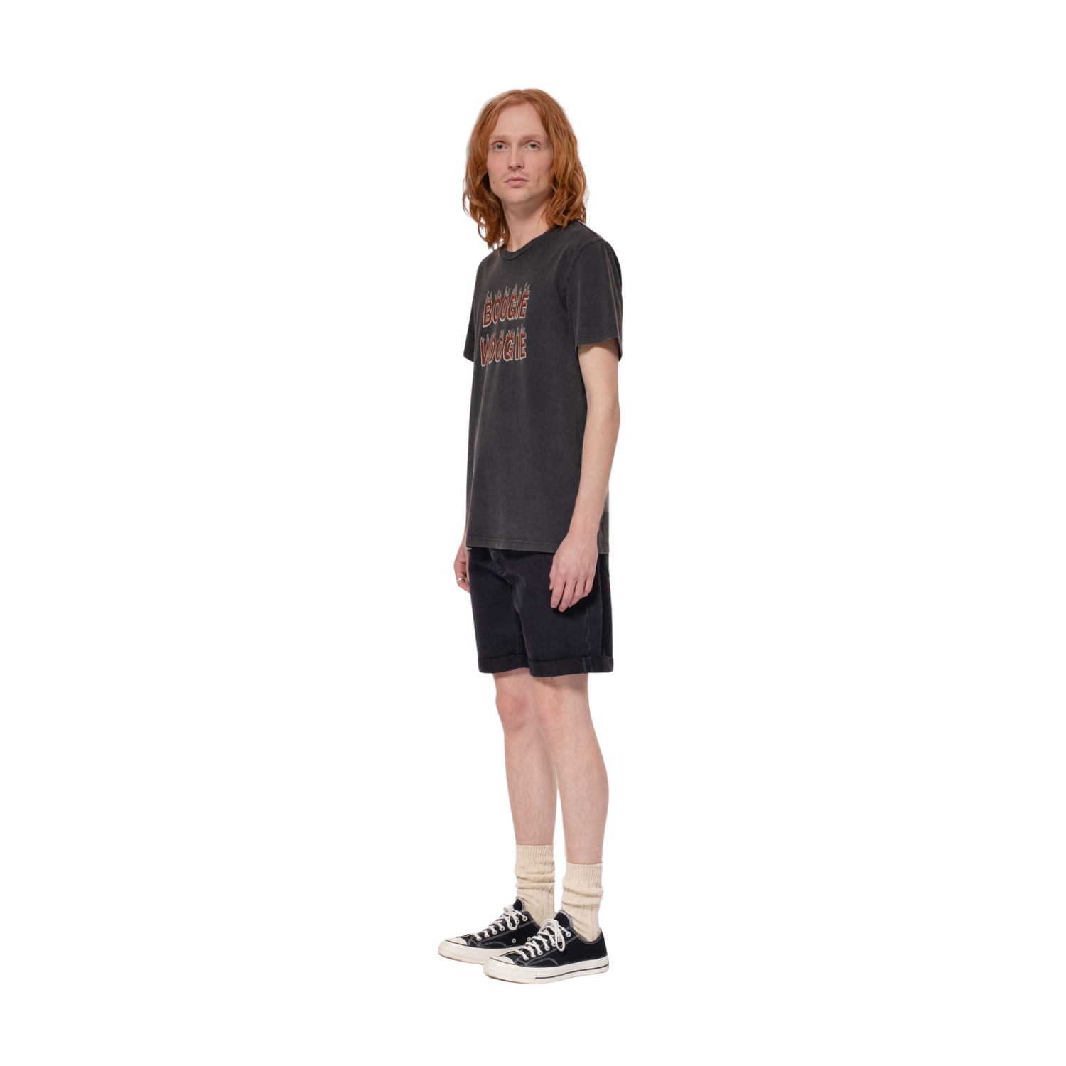 Nudie Josh Denim Shorts — Aged Black — view 6