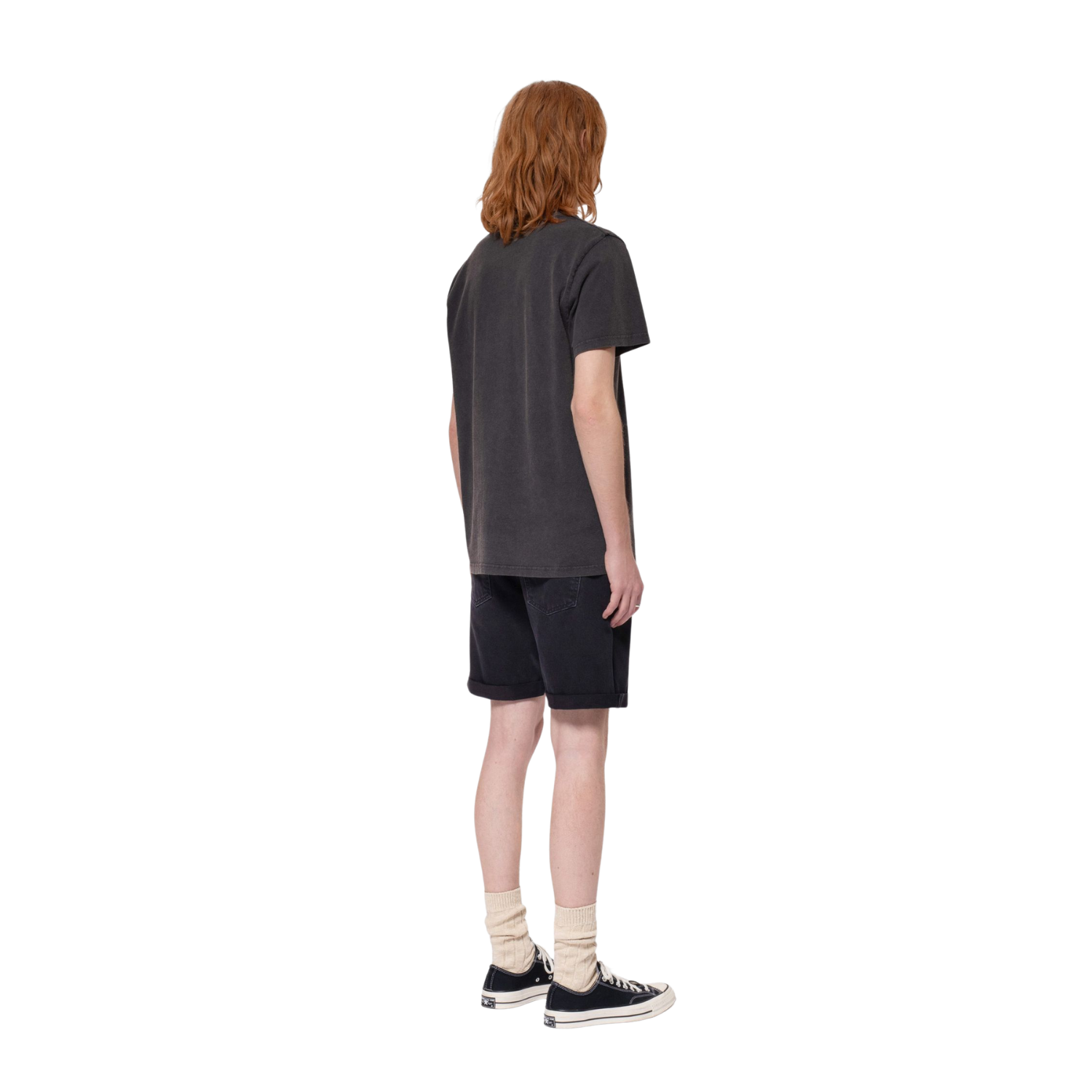 Nudie Josh Denim Shorts — Aged Black — view 7