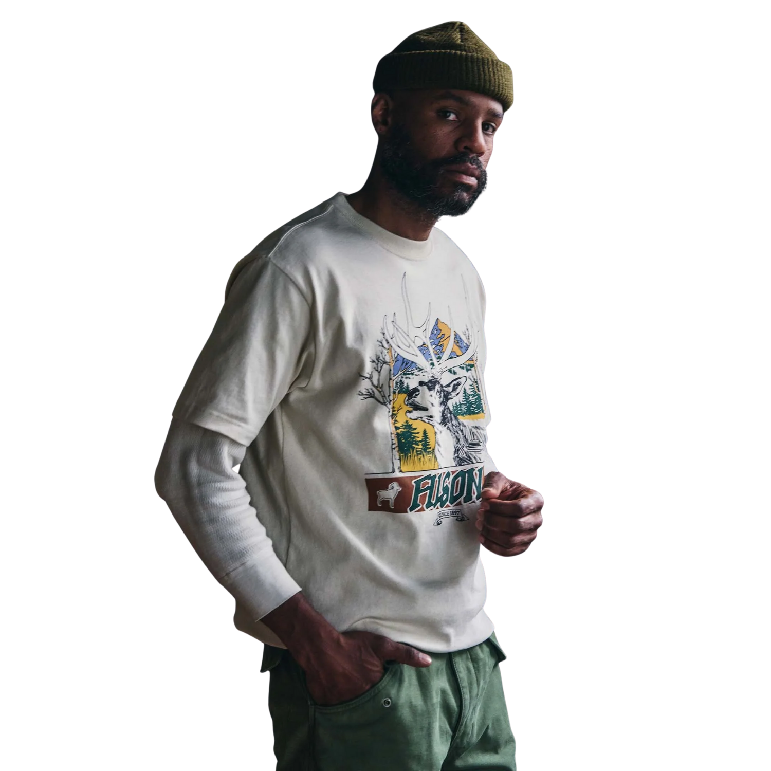 FILSON S/S FRONTIER GRAPHIC T-SHIRT - BIRCH/ELK MOUNTAIN