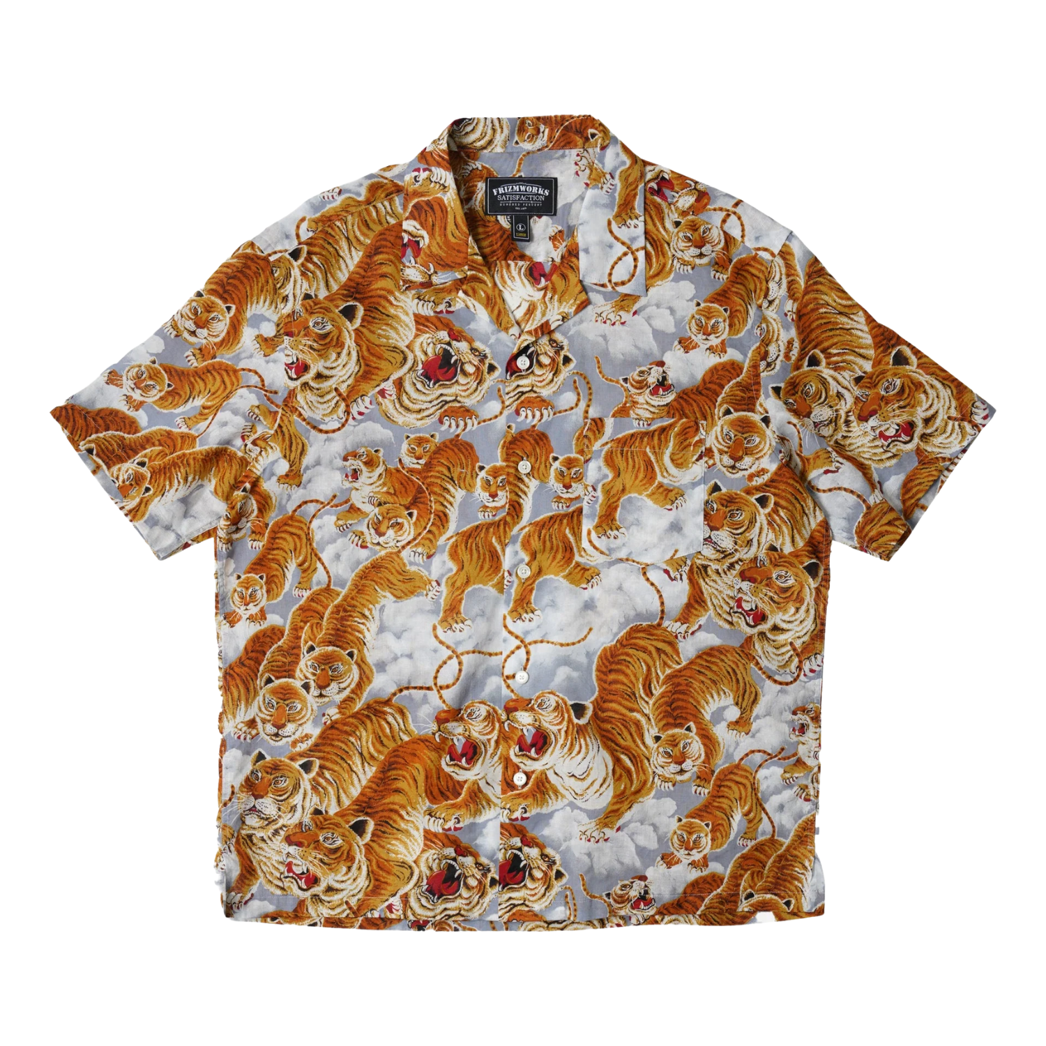 FRIZM WORKS TIGER HAWAIIAN HALF SHIRT - GRAY