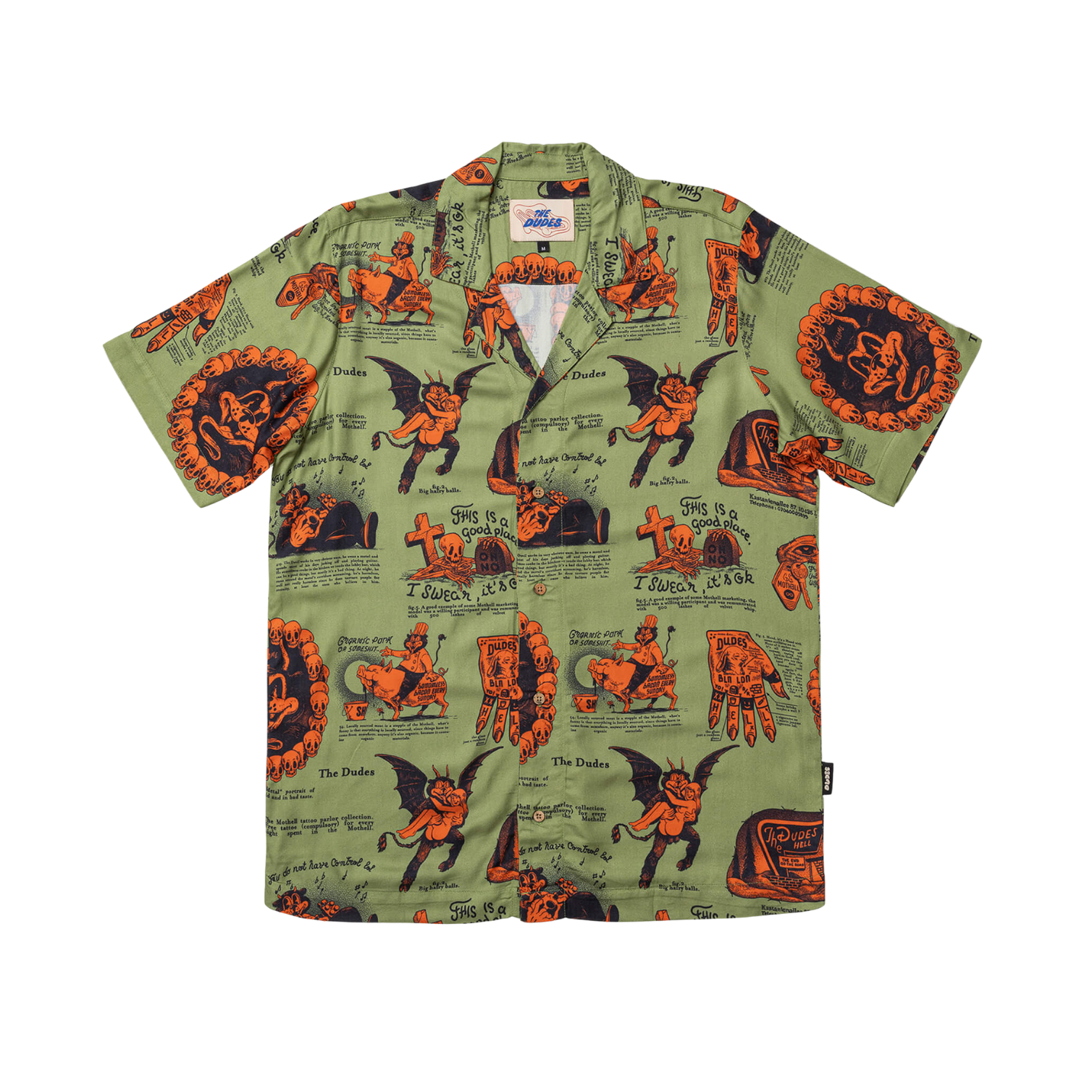 THE DUDES BEELZEBUD GREEN HAWAIIAN SHIRT - MULTI
