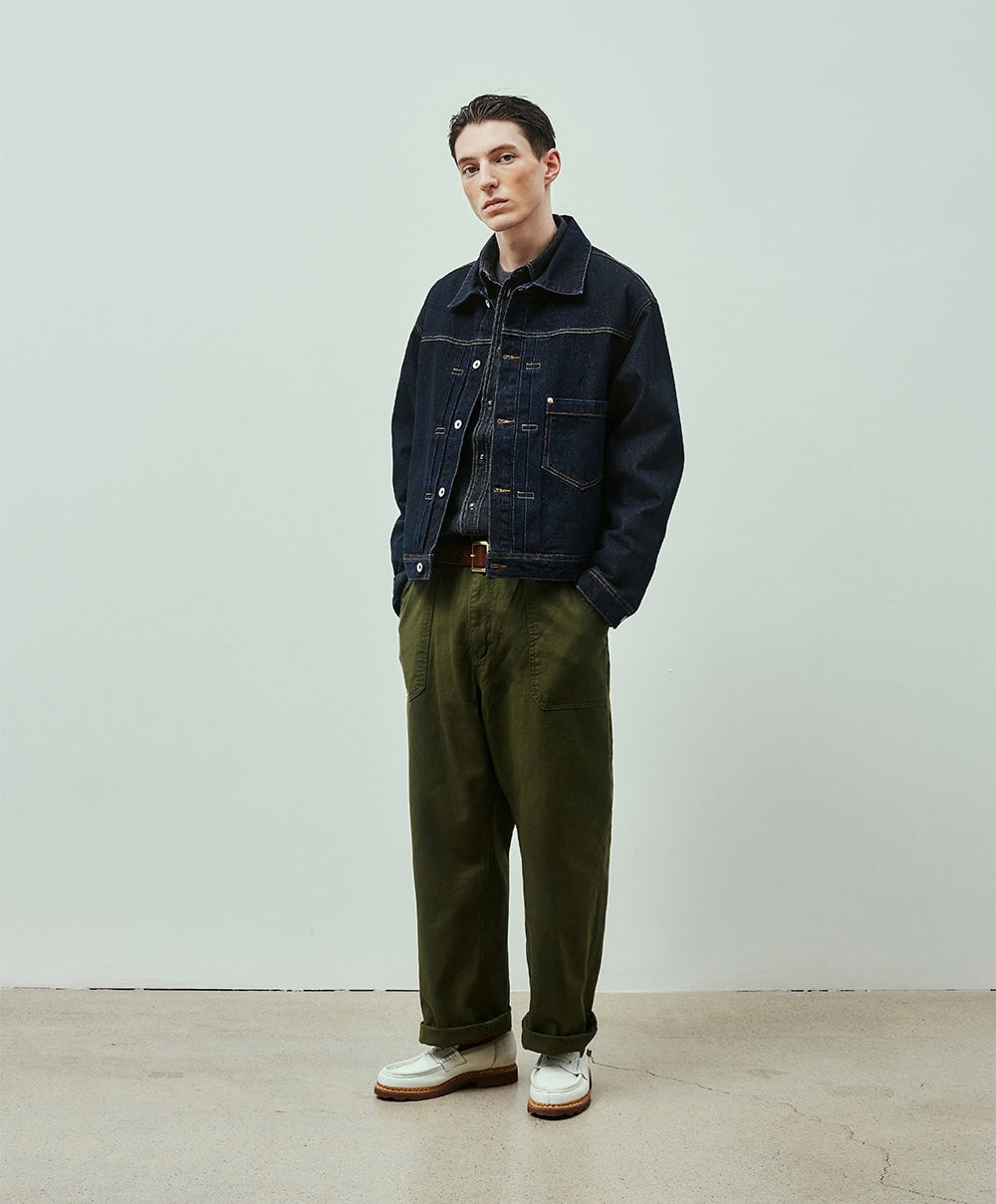UNIFORM BRIDGE COTTON FATIGUE PANTS WIDE FIT BLACK - BLACK