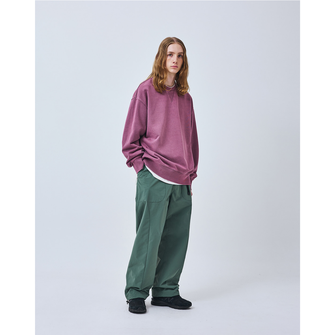 UNIFORM BRIDGE BASIC DYEING SWEATSHIRT - PIGMENT RED