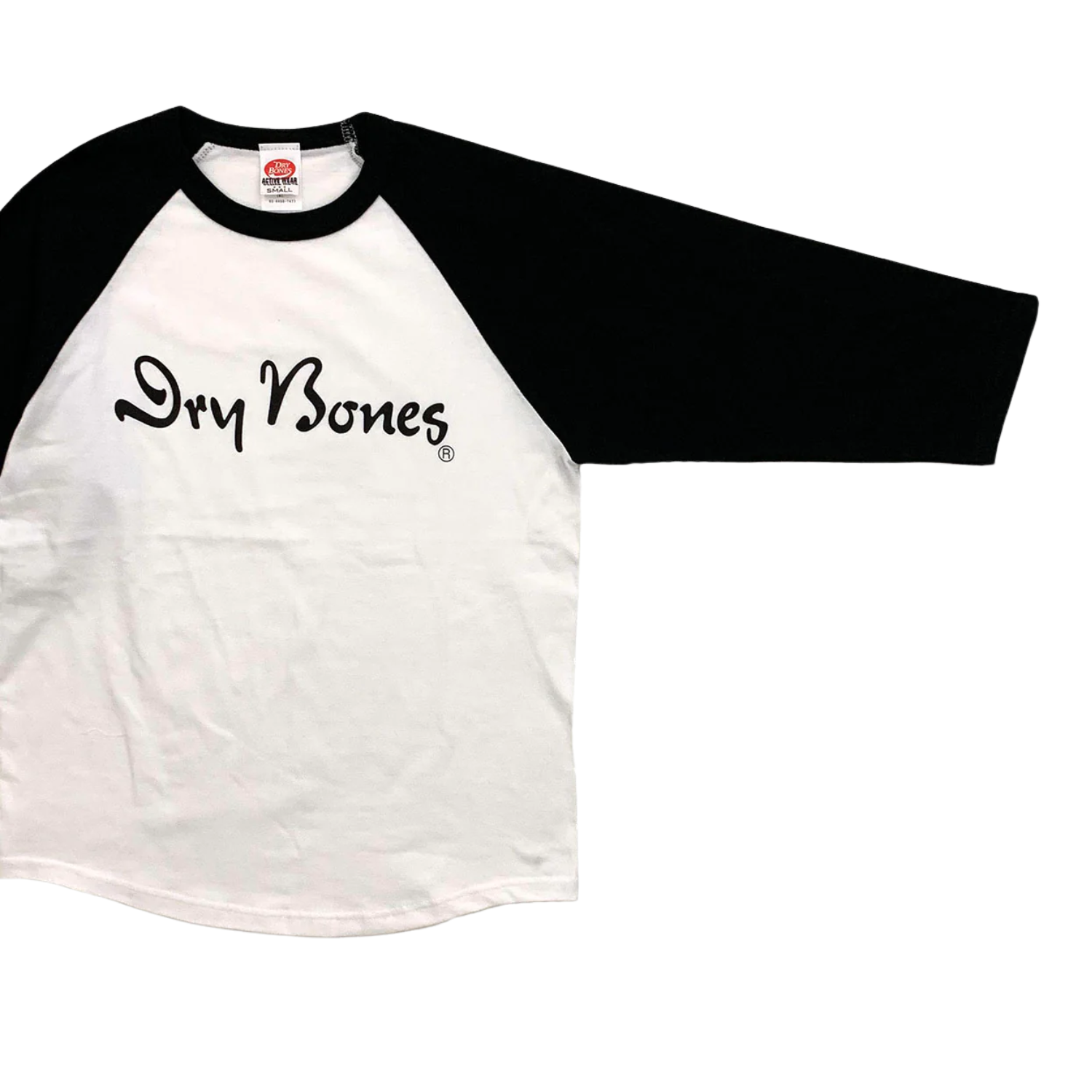 DRY BONES 3/4 SLEEVE T-SHIRT LOGO - WHITE/BLACK