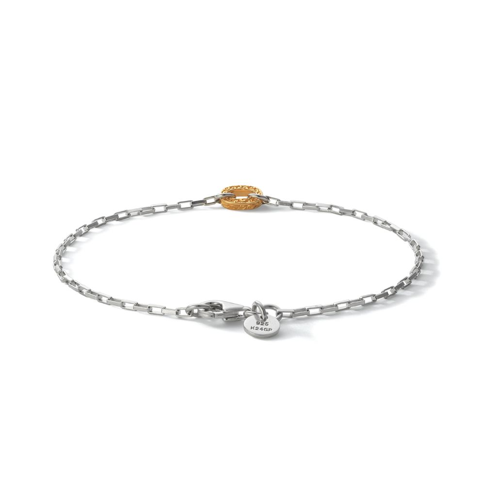 SAAD ARABESQUE 24K GOLD PLATED LINK CHAIN BRACELET SLIM 16CM