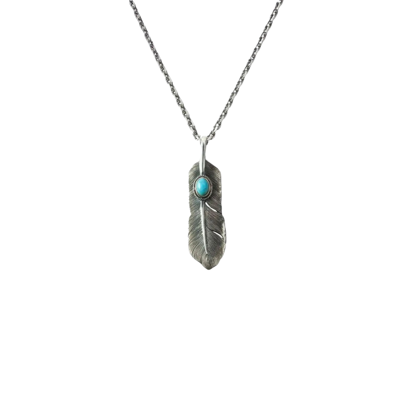 SAAD FEATHER (LEFT FACING) NATURAL STONE TURQUOISE STONE PENDANT TOP - No Color