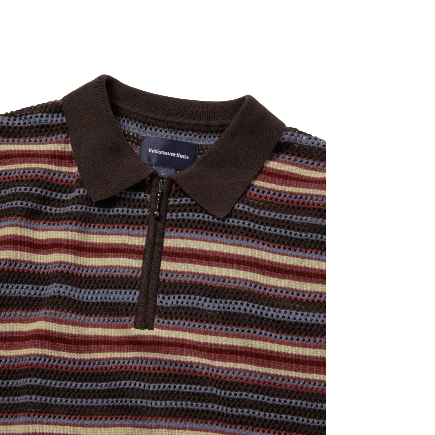 THISISNEVERTHAT STRIPED S/S KNIT POLO - RED