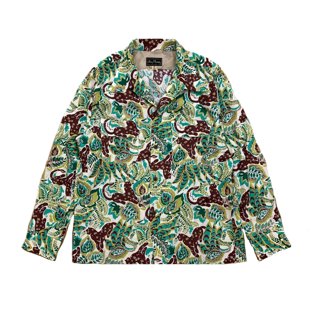 DRY BONES L/S HAWAIIAN SHIRT PANTHER - OFF WHITE
