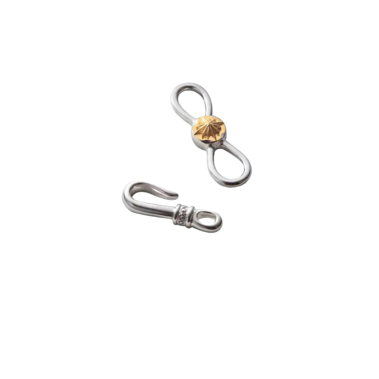 SAAD SUN SYMBOL END HOOK SILVER 925 K24 (24K) GOLD PLATED NECKLACE PARTS - No Color