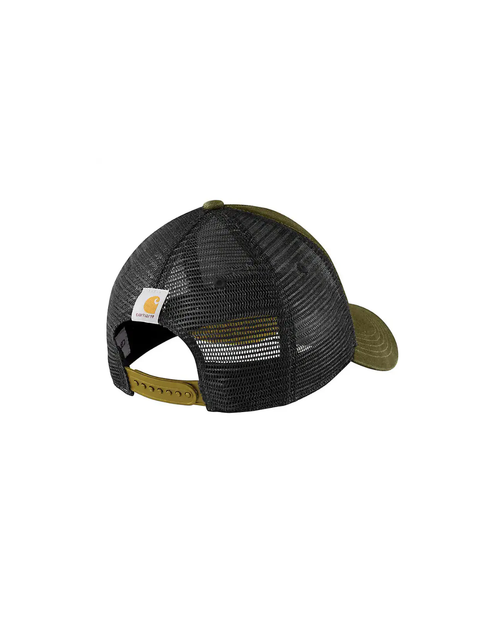 CARHARTT CANVAS MESH-BACK LOGO GRAPHIC CAP - DARK BRONZED GREEN