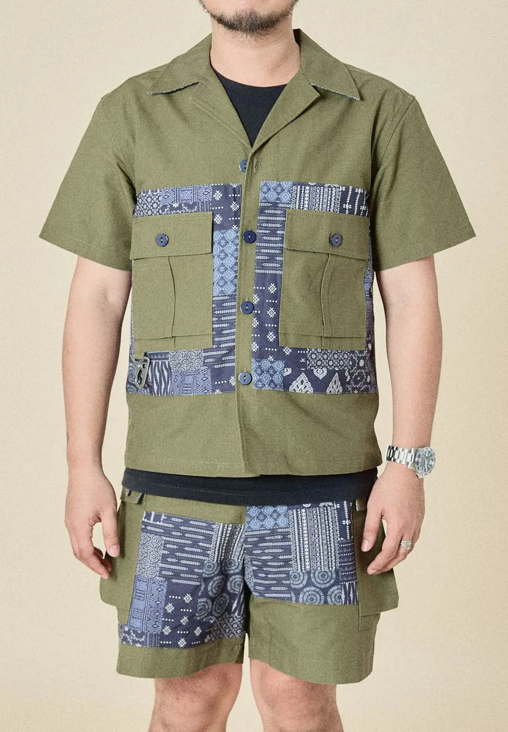UNION LABS PATCH UP P43 S/S SHIRT - OLIVE