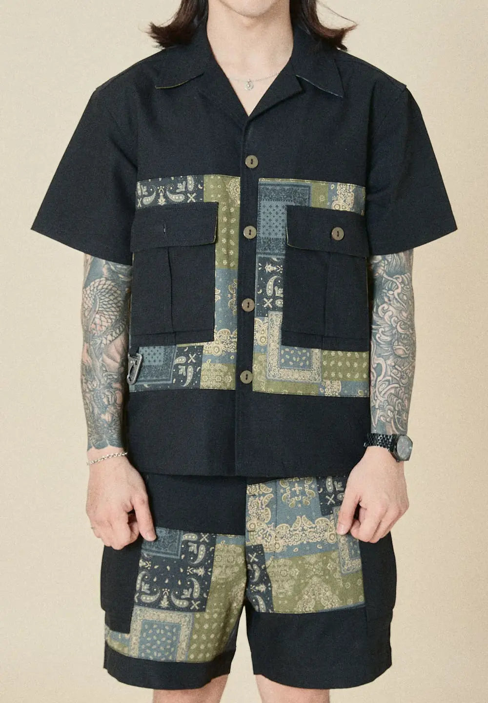 UNION LABS PATCH UP P43 S/S SHIRT - BLACK