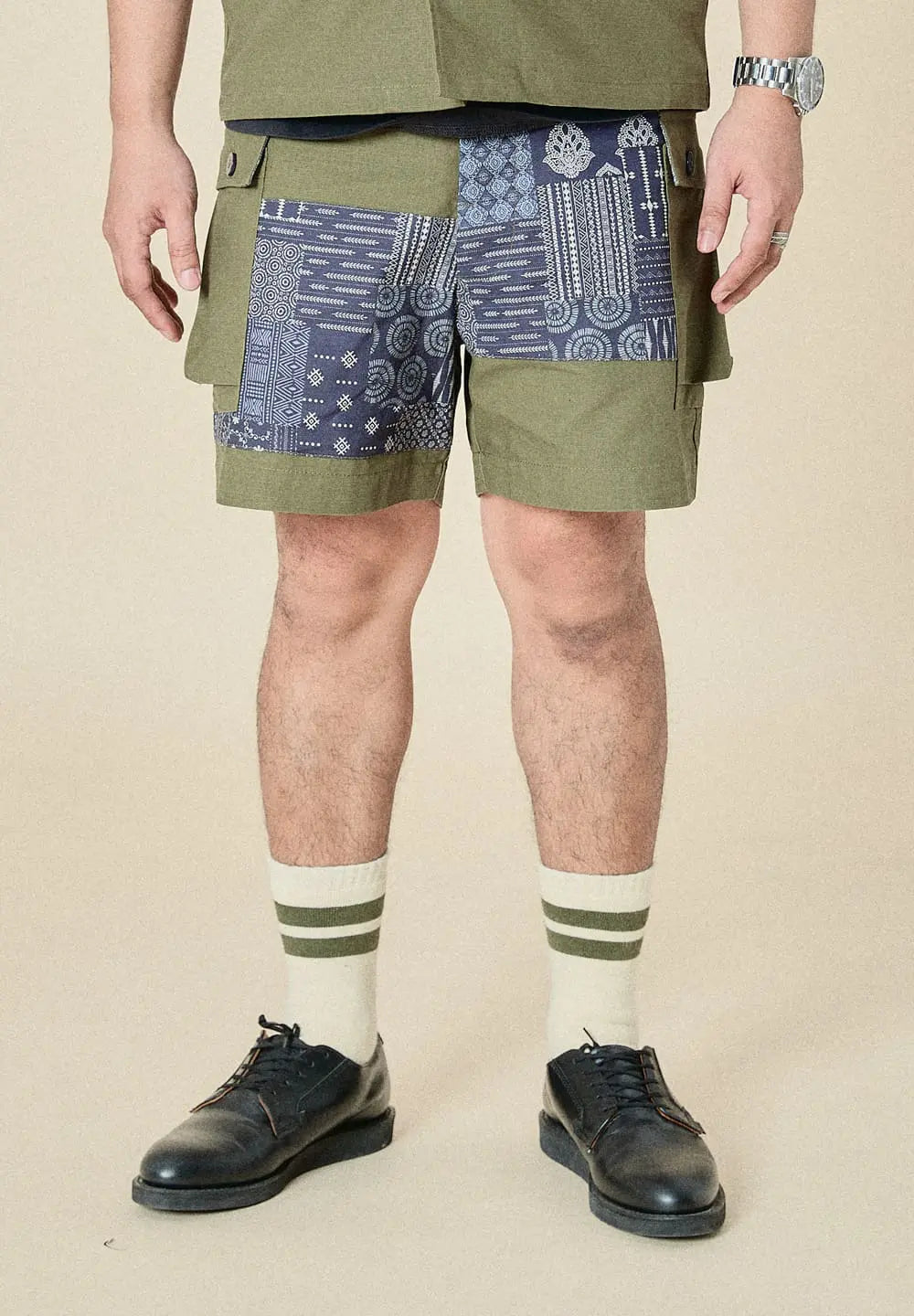 UNION LABS PATCH UP P43 SHORTS - OLIVE