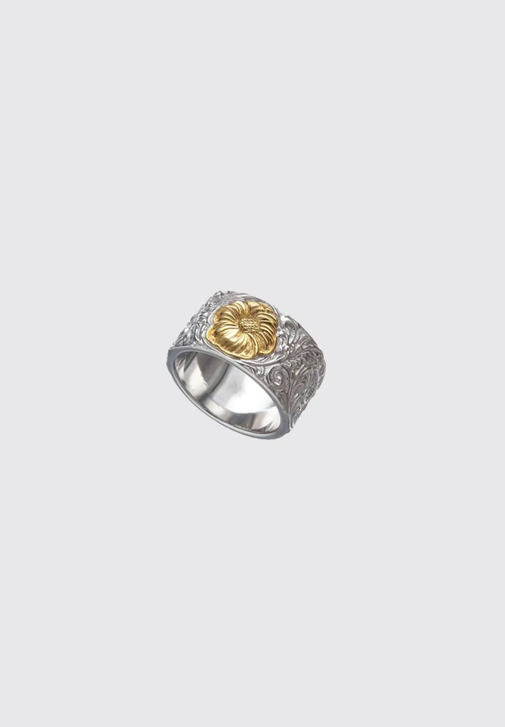 SAAD SHERIDAN CARVING SILVER 925 K24 (24K) GOLD PLATED RING/RING - No Color