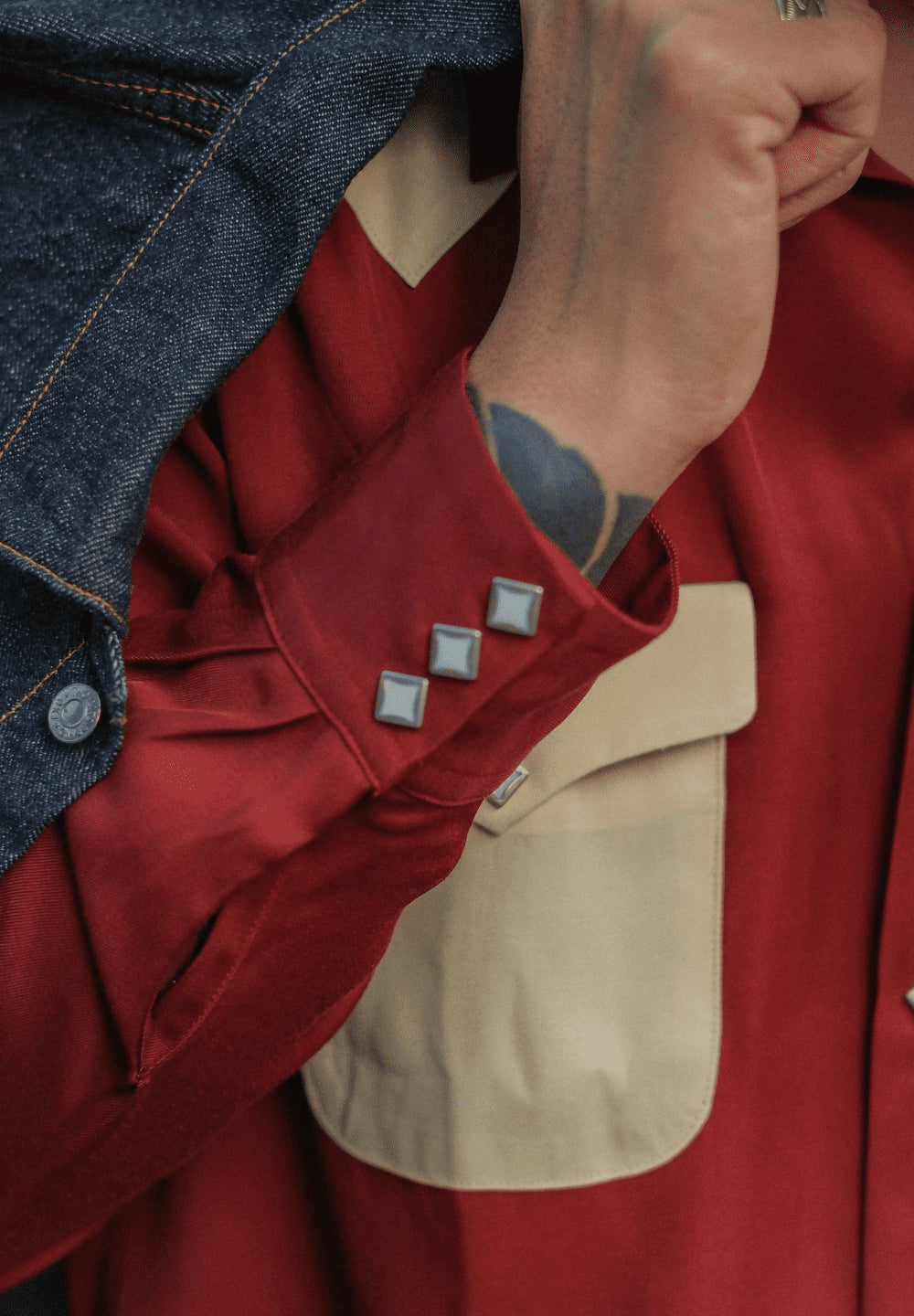 DRY BONES WESTERN YOKE 2 FLAP OPEN SHIRT - WINE