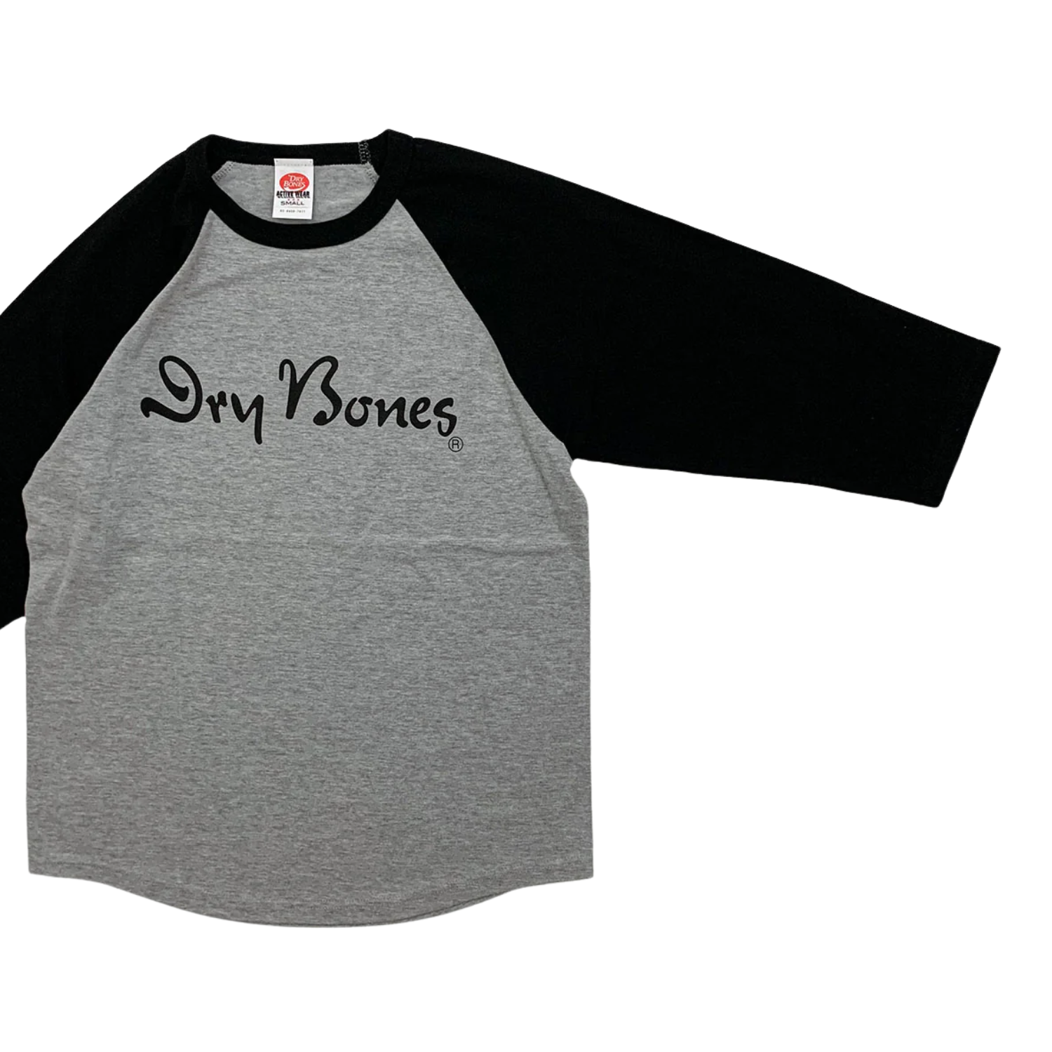 DRY BONES 3/4 SLEEVE T-SHIRT LOGO - GRAY/BLACK
