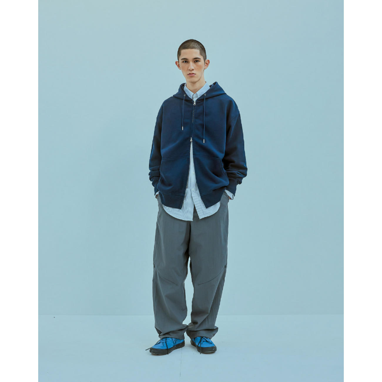 UNIFORM BRIDGE BASIC SWEAT HOOD ZIP UP - 8% MELANGE