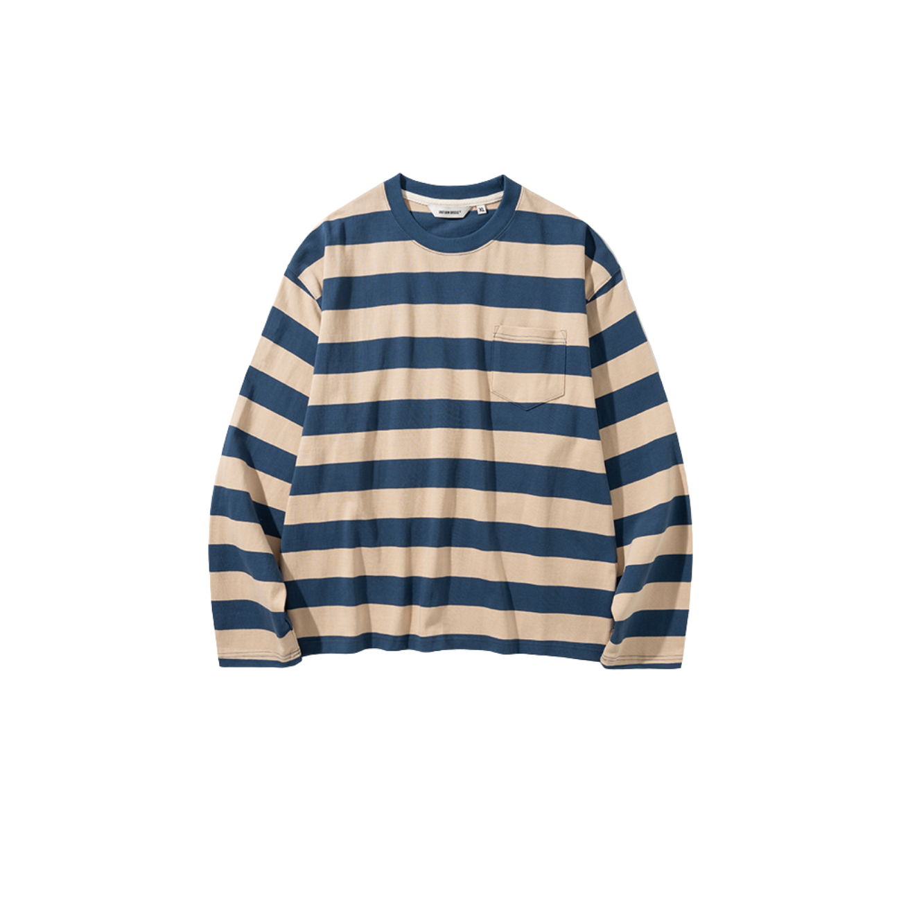 UNIFORM BRIDGE NAVAL STRIPE POCKET L/S T-SHIRT - BLUE