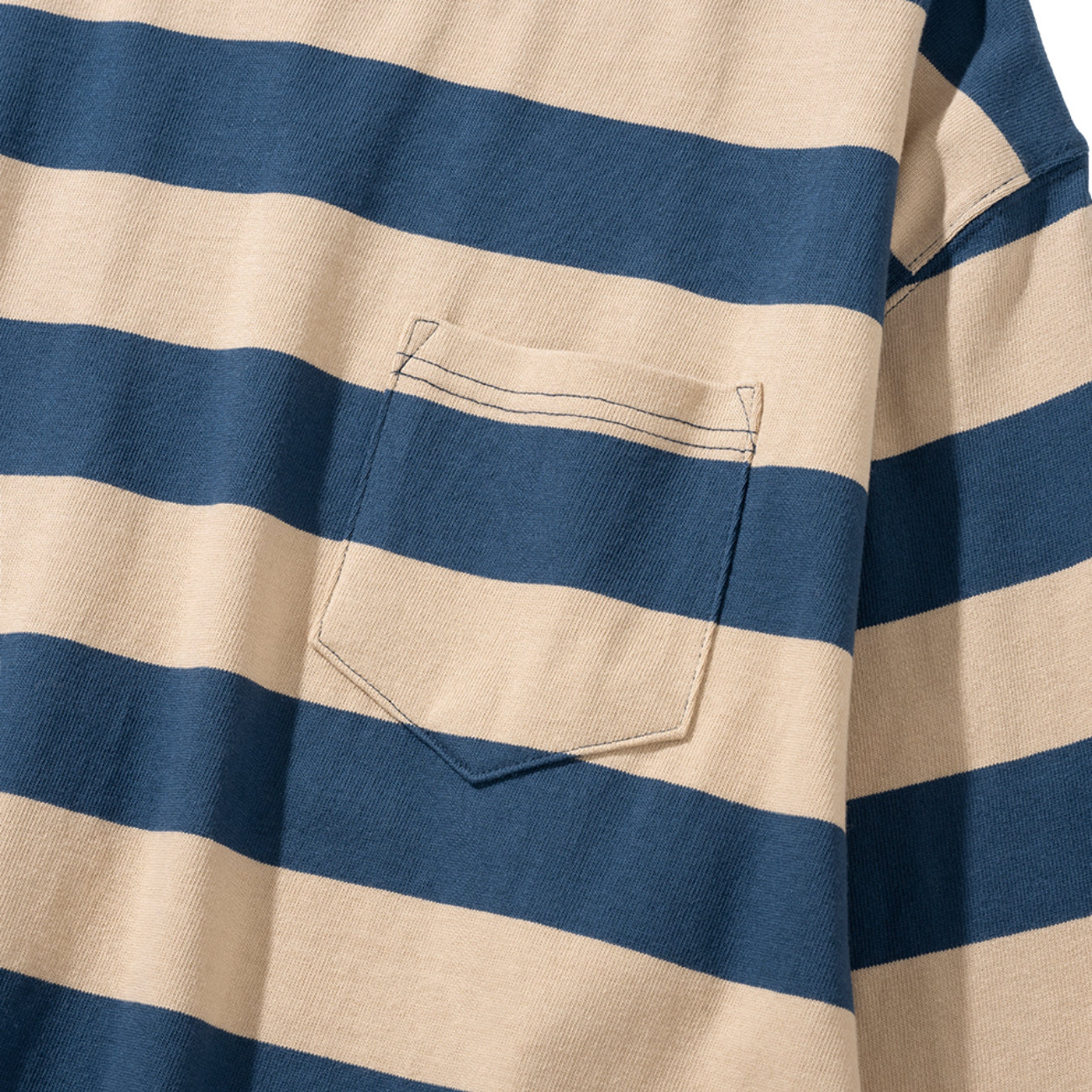 UNIFORM BRIDGE NAVAL STRIPE POCKET L/S T-SHIRT - BLUE