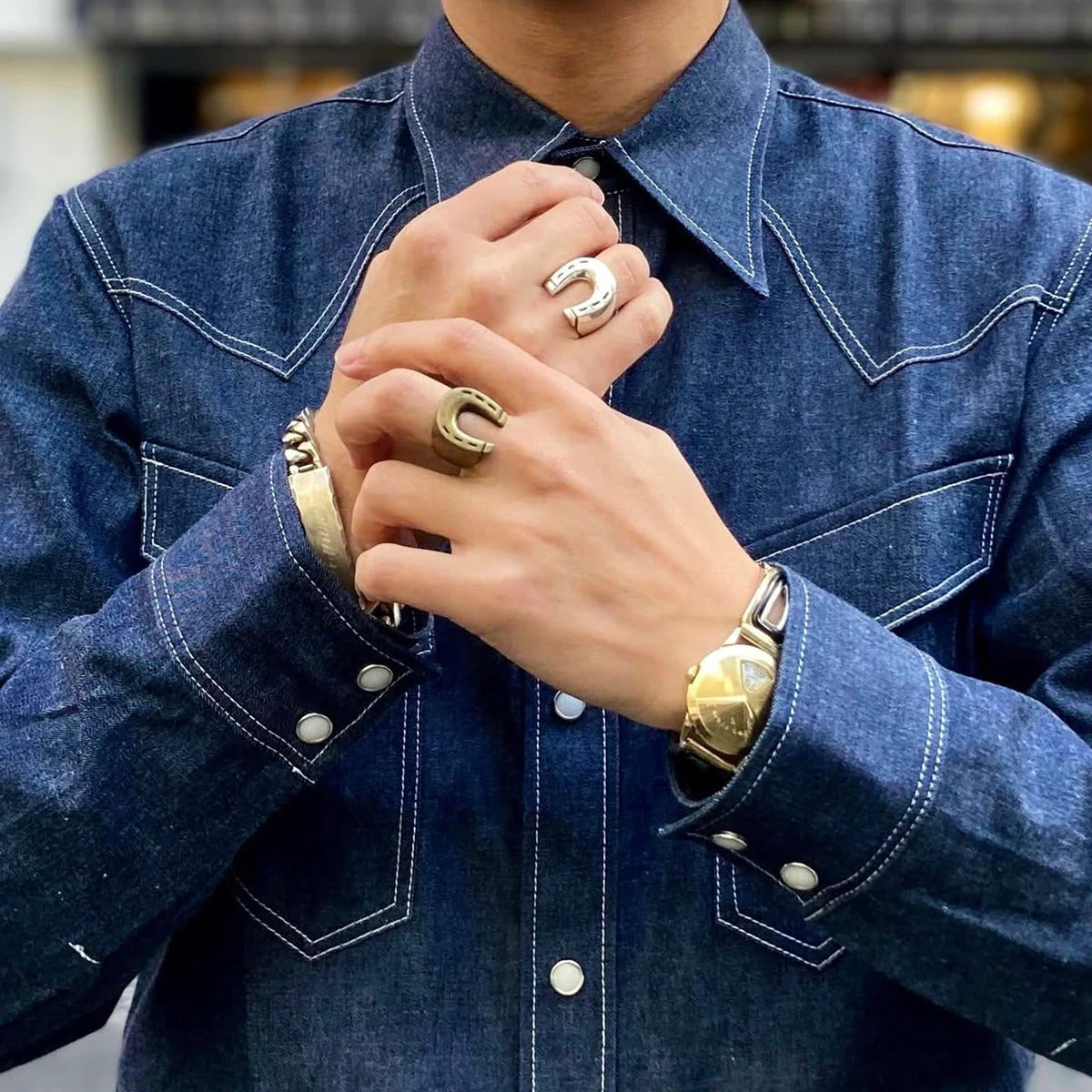 DRY BONES BRASS HORSE SHOE RING - BRASS