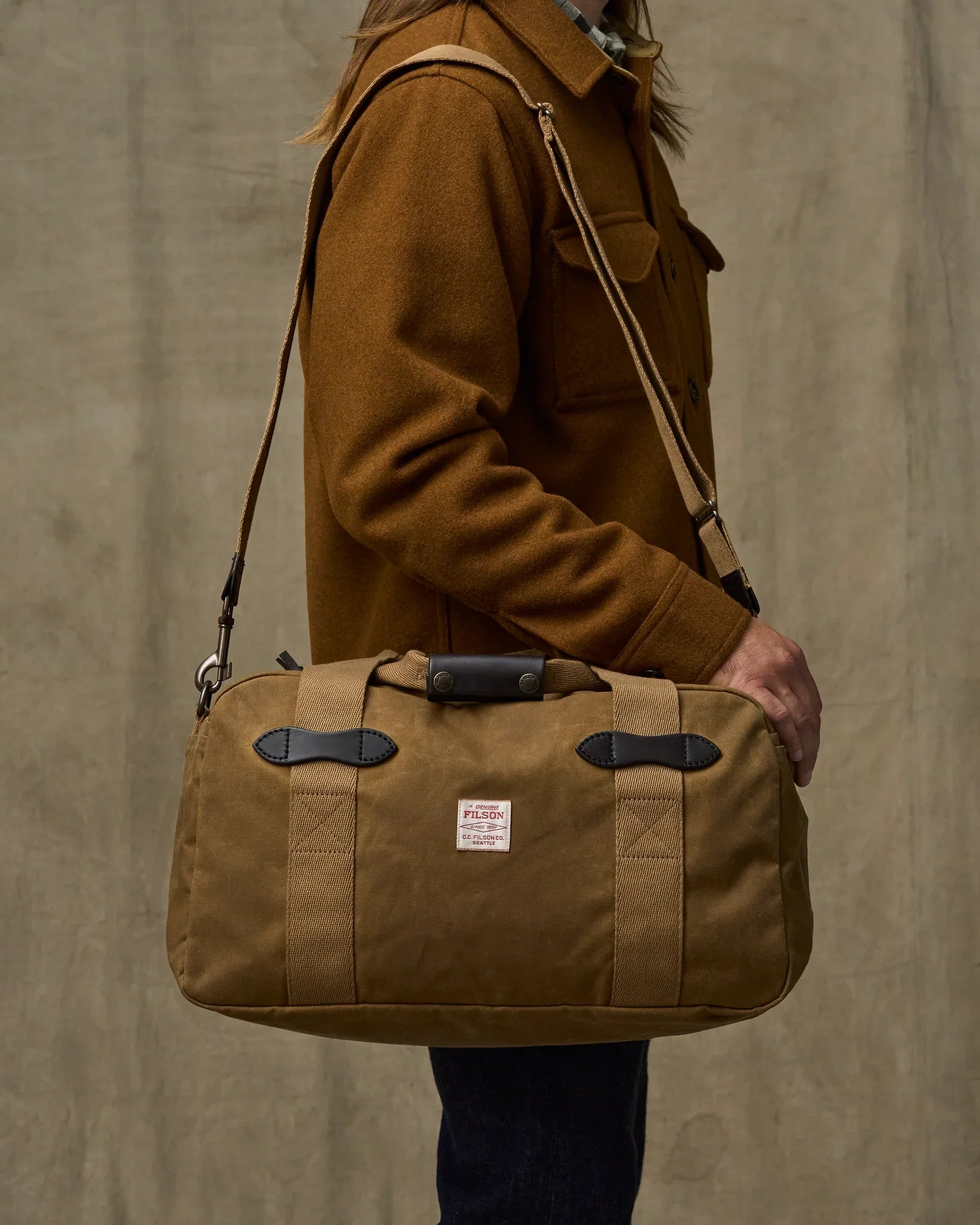 Filson Small Tin Cloth Duffle Bag — Dark Tan — view 3