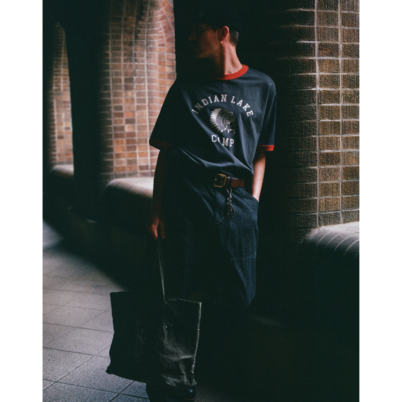 UNIFORM BRIDGE DOUBLE KNEE DENIM PANTS 6.2OZ - BLACK RINSED