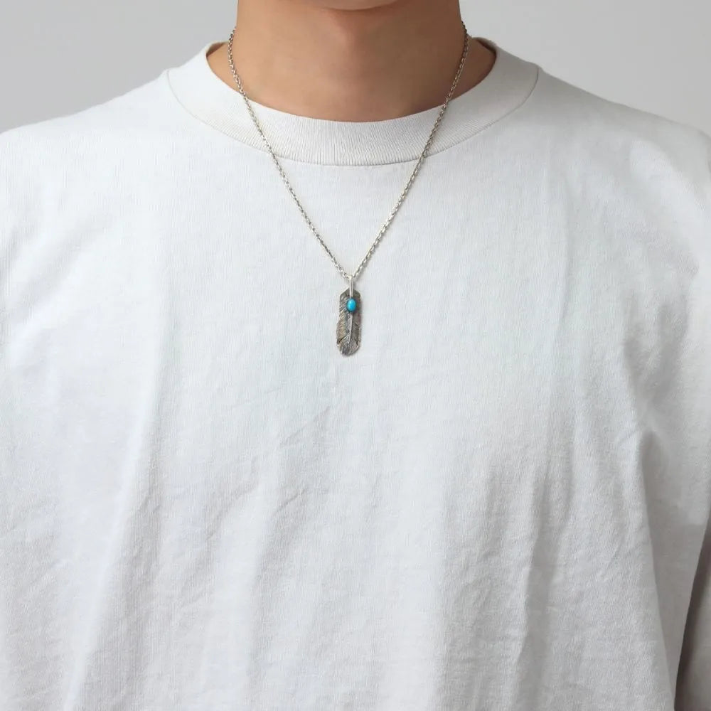 Saad Feather Turquoise Right Facing Pendant Small — view 3