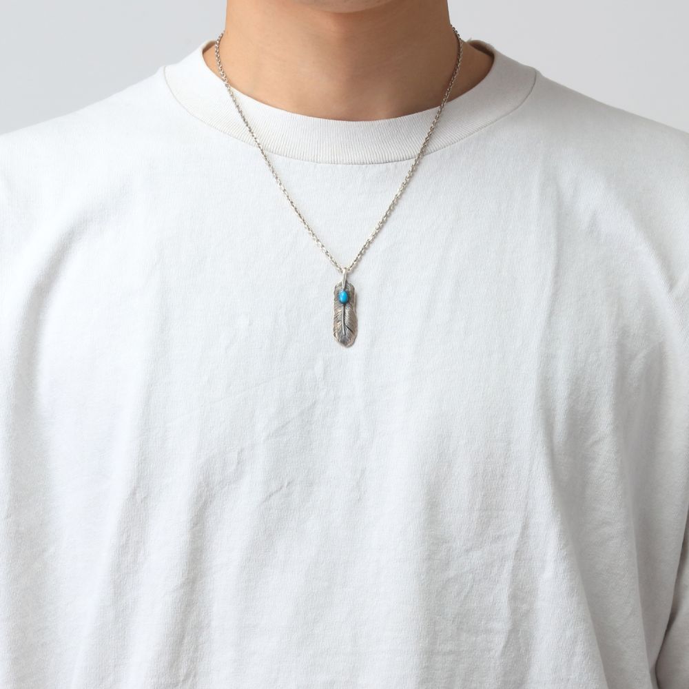Saad Feather Turquoise Left Facing Pendant Small — view 3