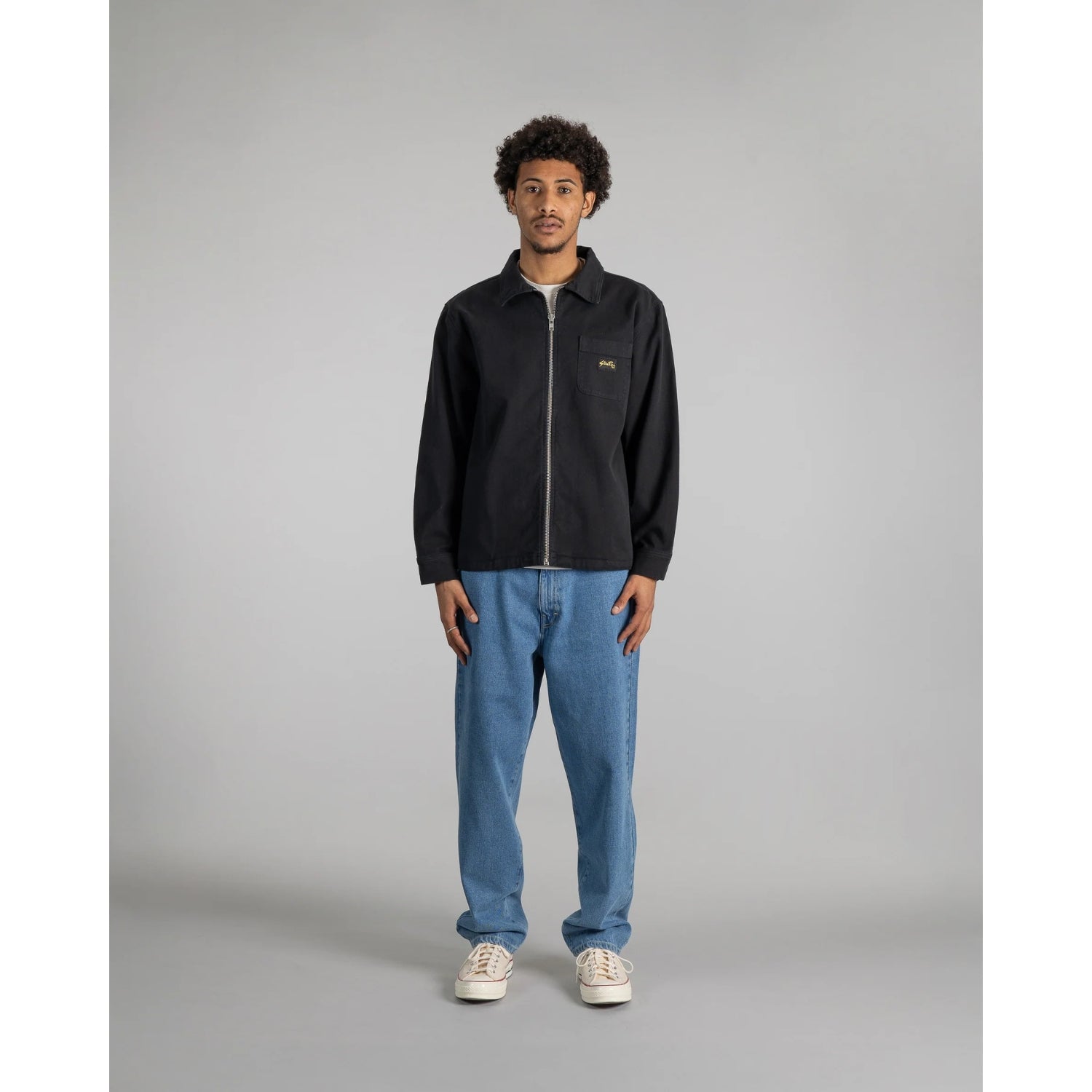 Stan Ray Zip Shirt — Washed Black Canvas — view 3