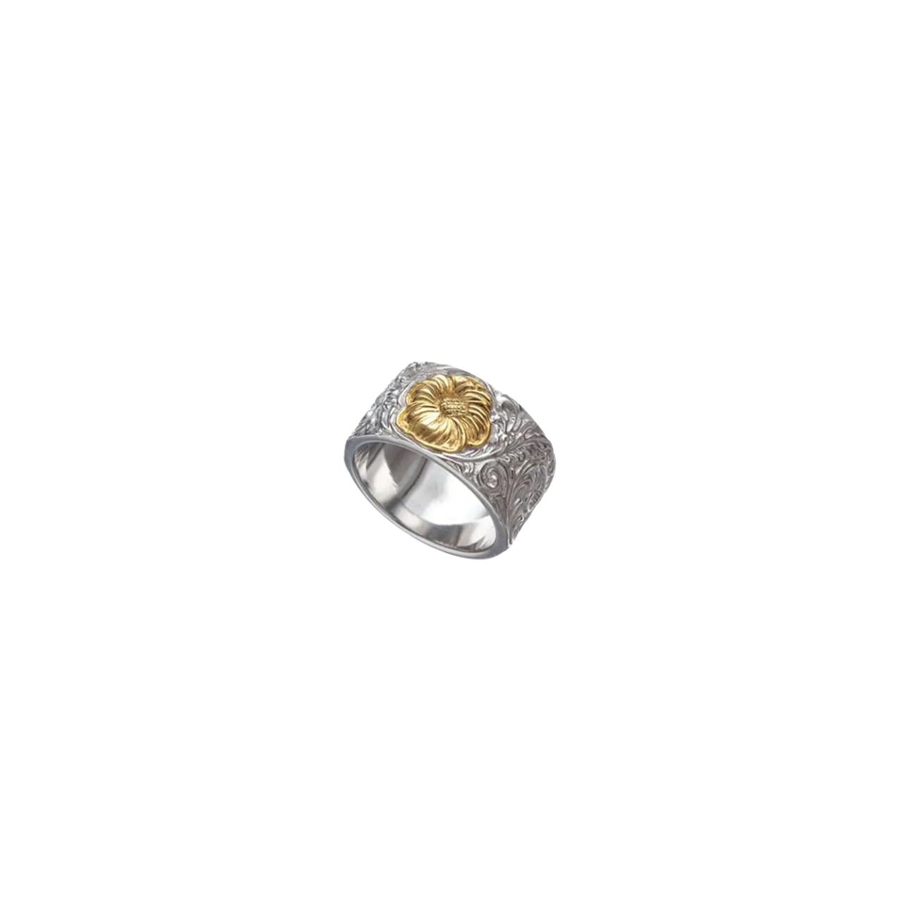 SAAD SHERIDAN CARVING SILVER 925 K24 (24K) GOLD PLATED RING/RING - No Color