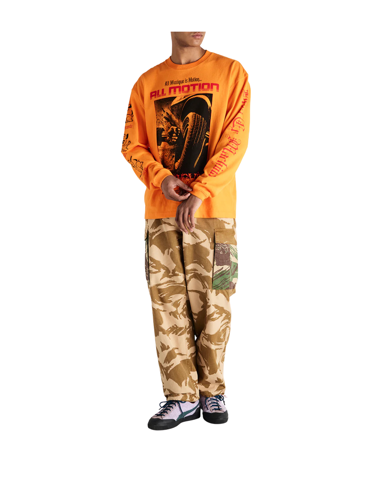 DEUS EX MACHINA DANCING GHOST LS TEE - PERSIMMON ORANGE