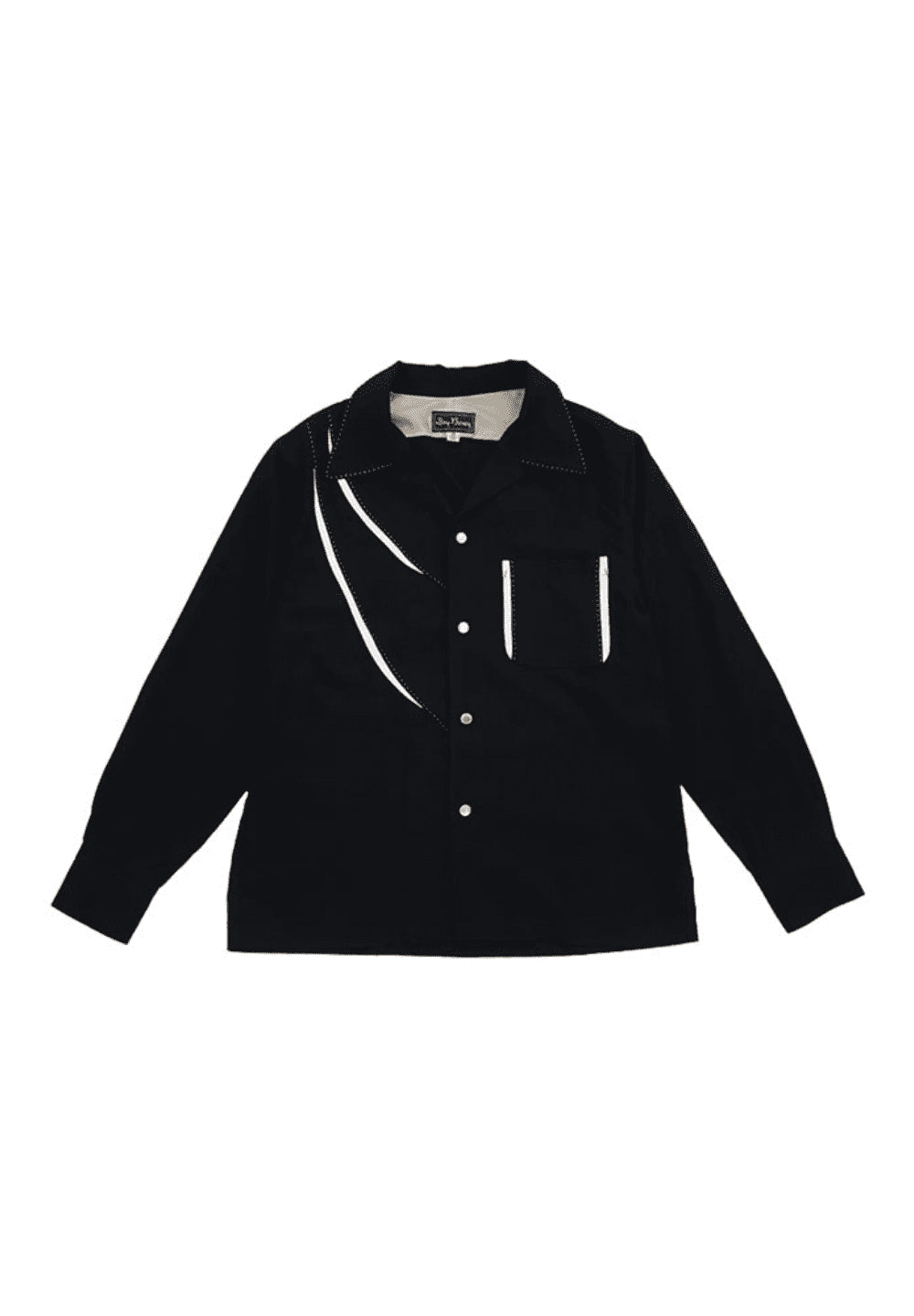 DRY BONES SHARK GILL OPEN SHIRT - BLACK