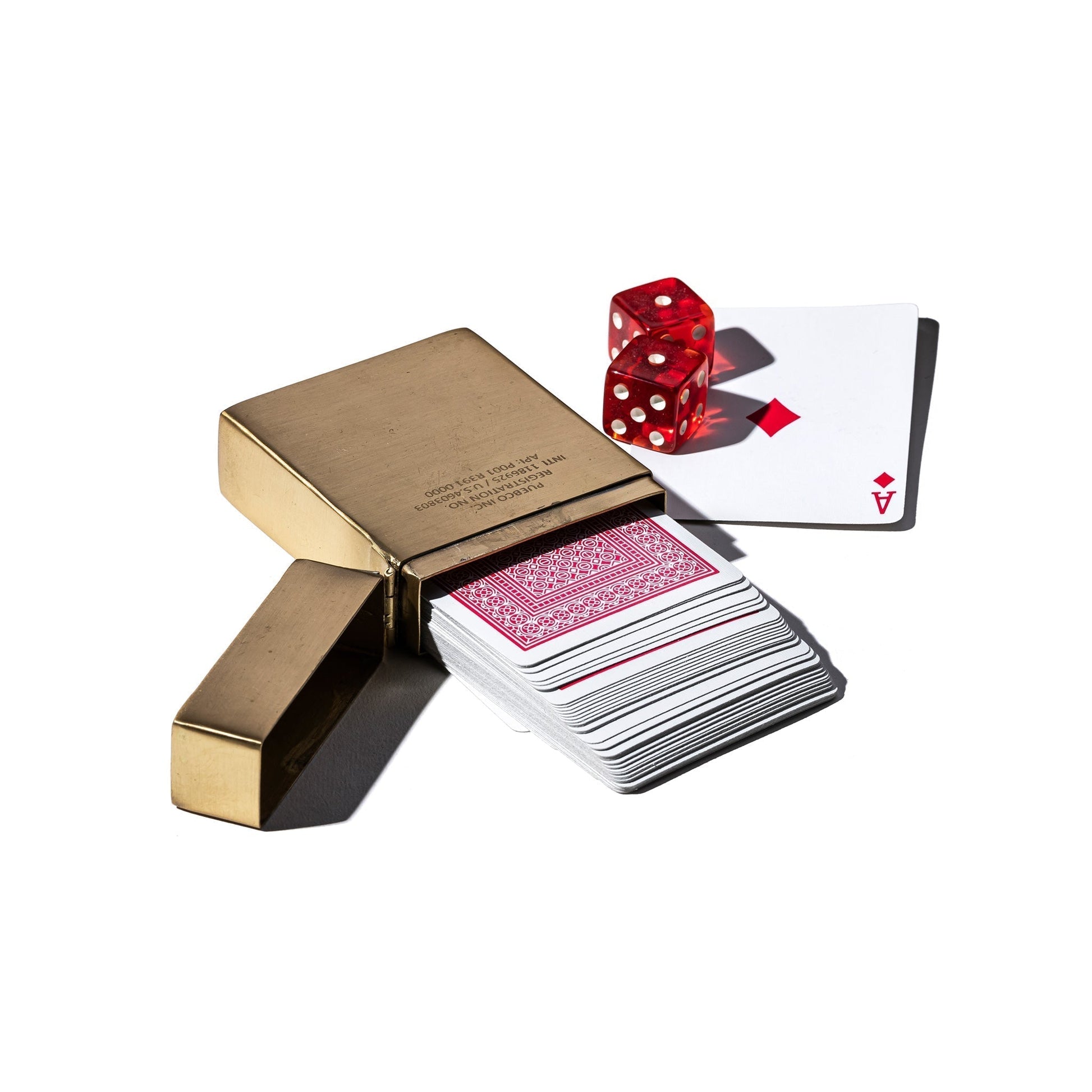 Puebco Brass Playing Card Case — front view
