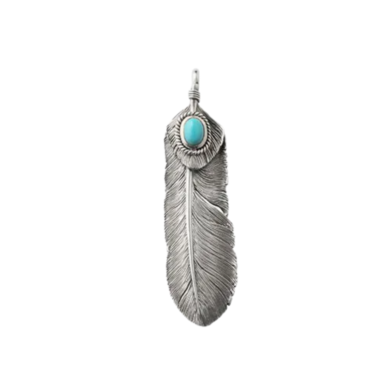 SAAD HEART FEATHER NATURAL TURQUOISE STONE PENDANT TOP - No Color