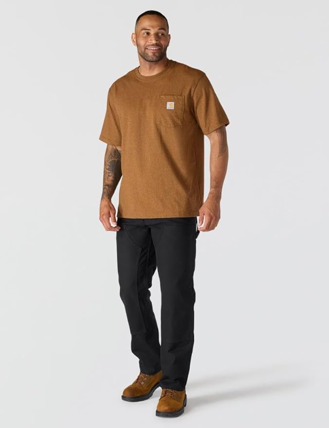 CARHARTT LOOSE FIT HEAVYWEIGHT SHORT-SLEEVE POCKET TEE - OILED WALNUT HEATHER