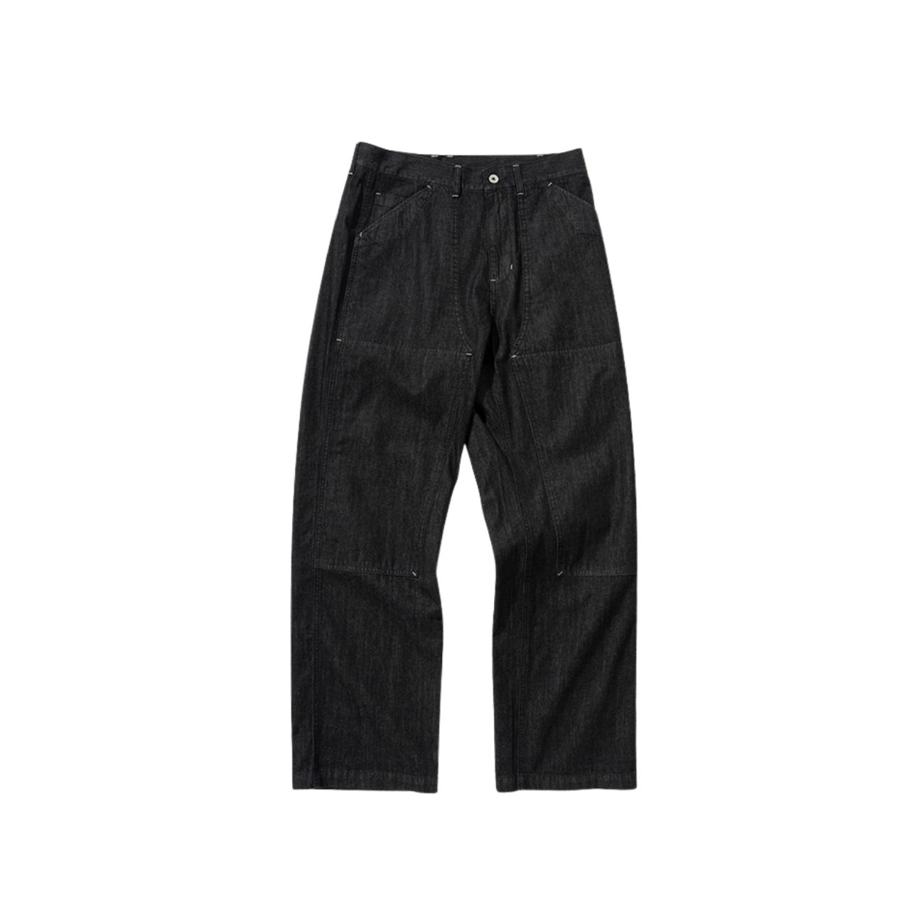 UNIFORM BRIDGE DOUBLE KNEE DENIM PANTS 6.2OZ - BLACK RINSED