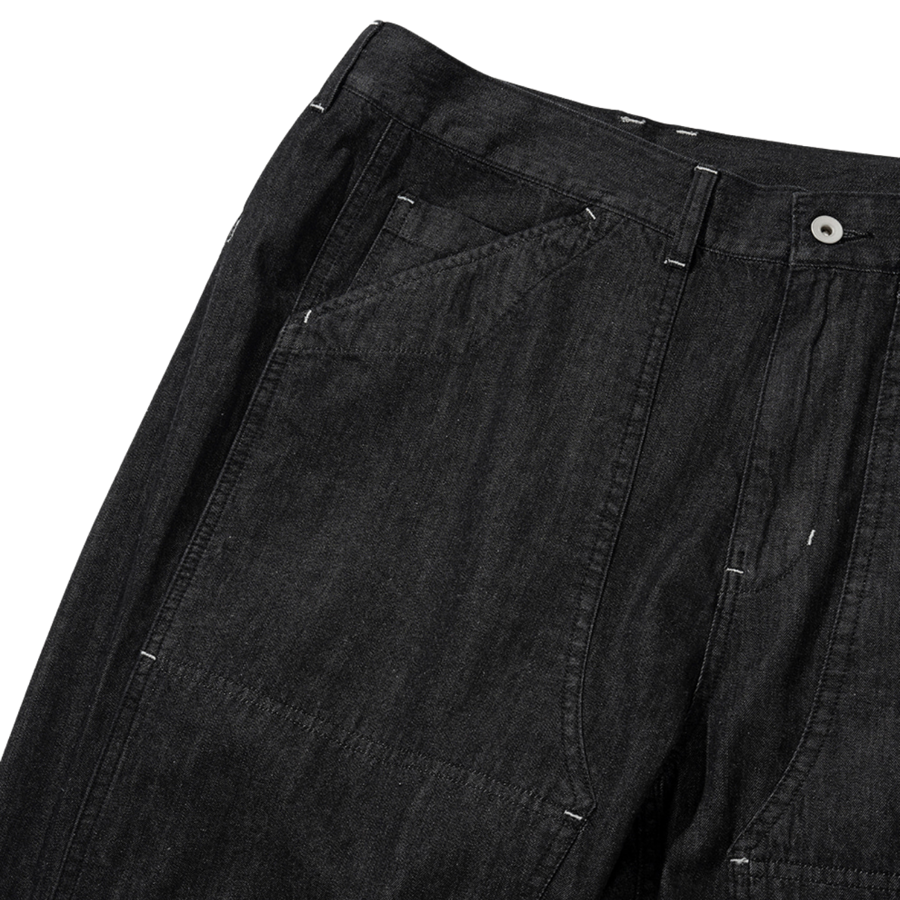 UNIFORM BRIDGE DOUBLE KNEE DENIM PANTS 6.2OZ - BLACK RINSED
