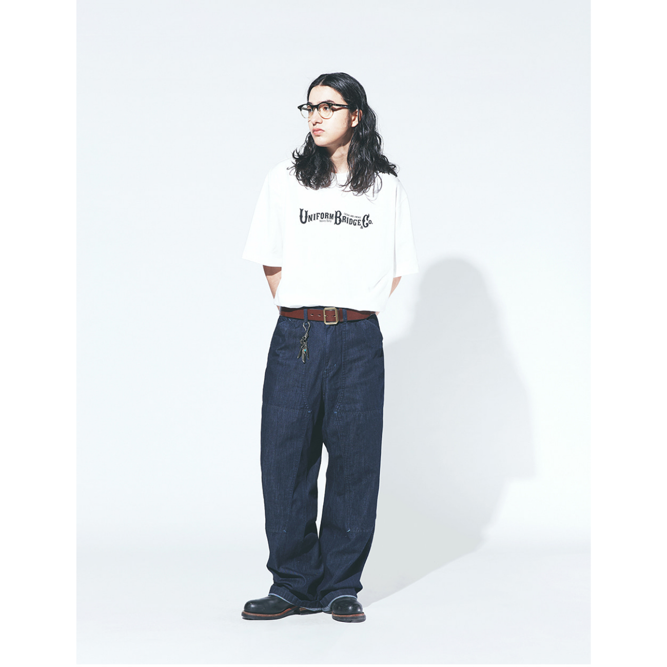 UNIFORM BRIDGE DOUBLE KNEE DENIM PANTS 6.2OZ - INDIGO RINSED