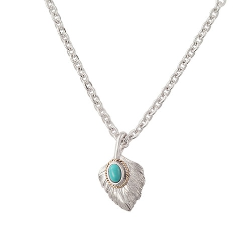Saad Heart Feather Natural Turquoise Stone Pendant Top — No Color — front view