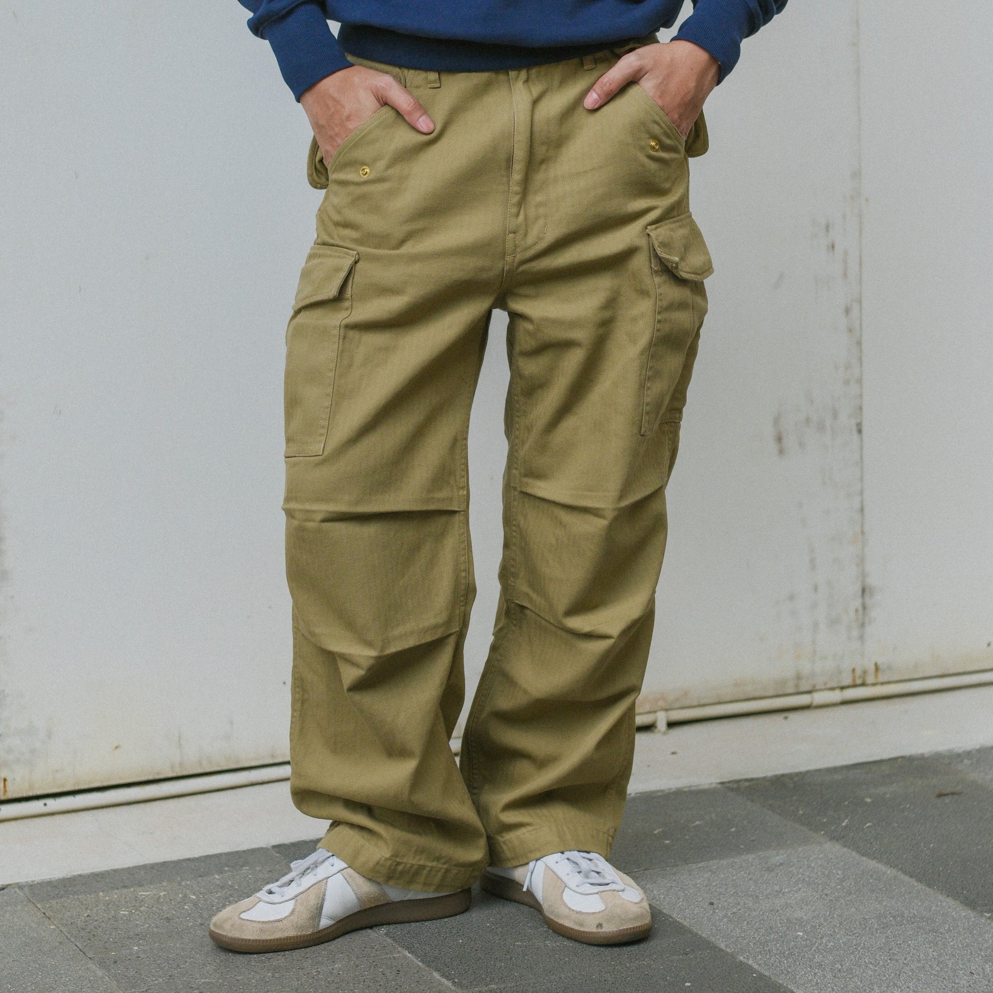 Tanuki M65 Pants — Khaki Beige — front view