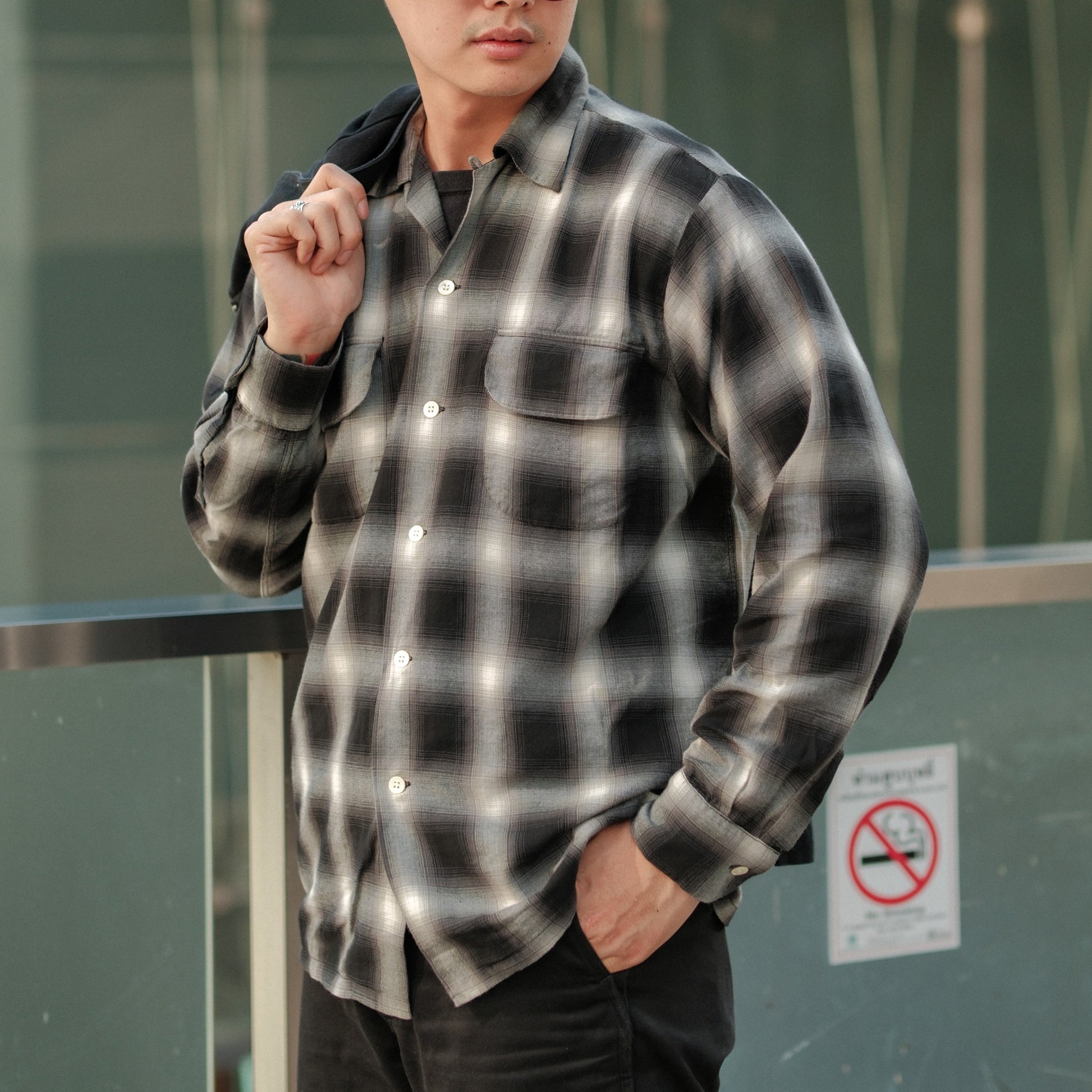 ORSLOW OMBRE CHECK SHIRT - BLACK CHECK