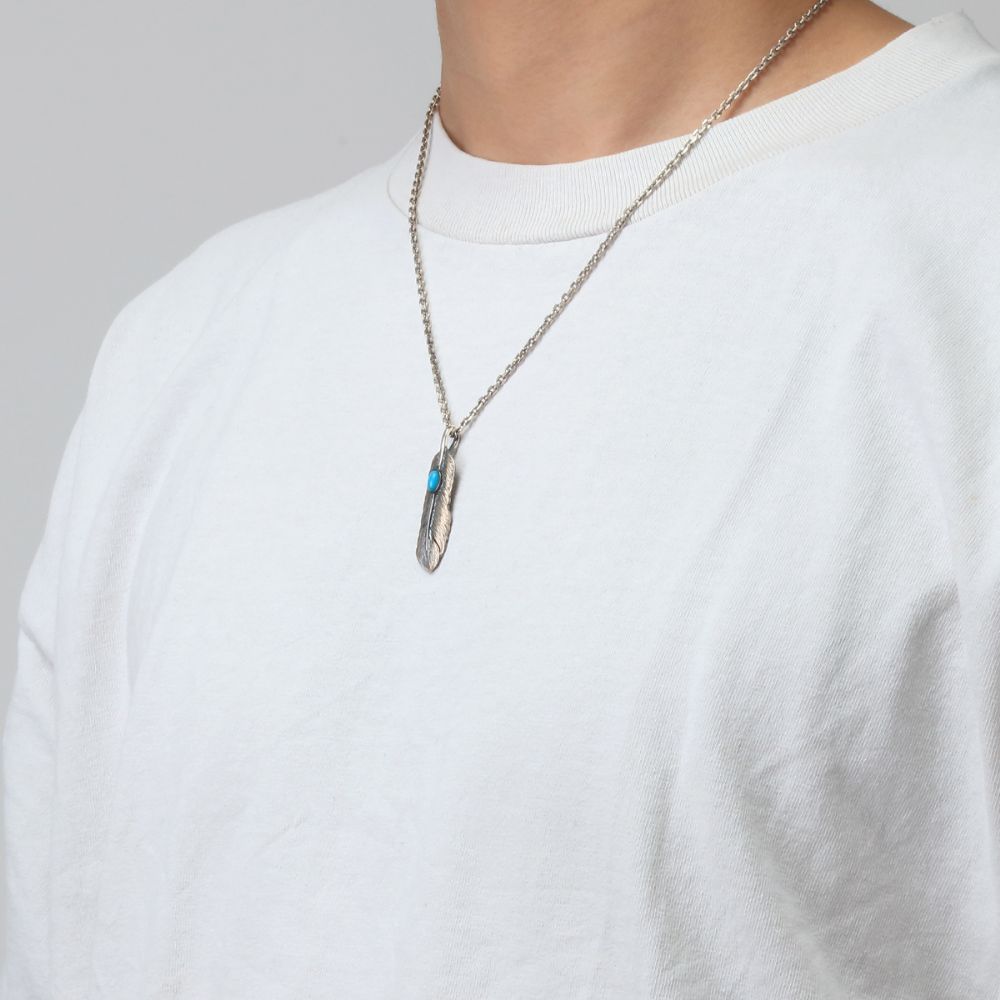 Saad Feather Turquoise Left Facing Pendant Small — view 4