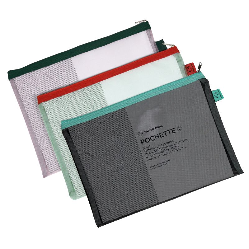 PAPIER TIGRE  POCHETTE MESH L - VERT D'EAU