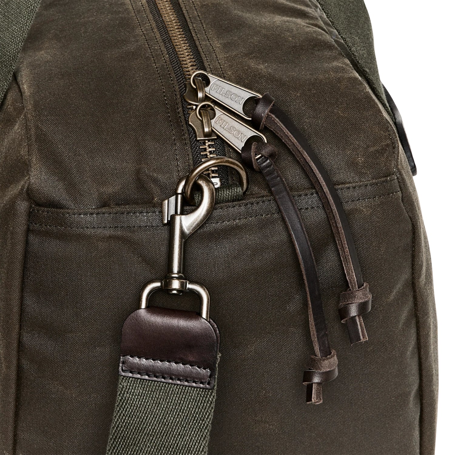 Filson Small Tin Cloth Duffle Bag — Otter Green — view 4