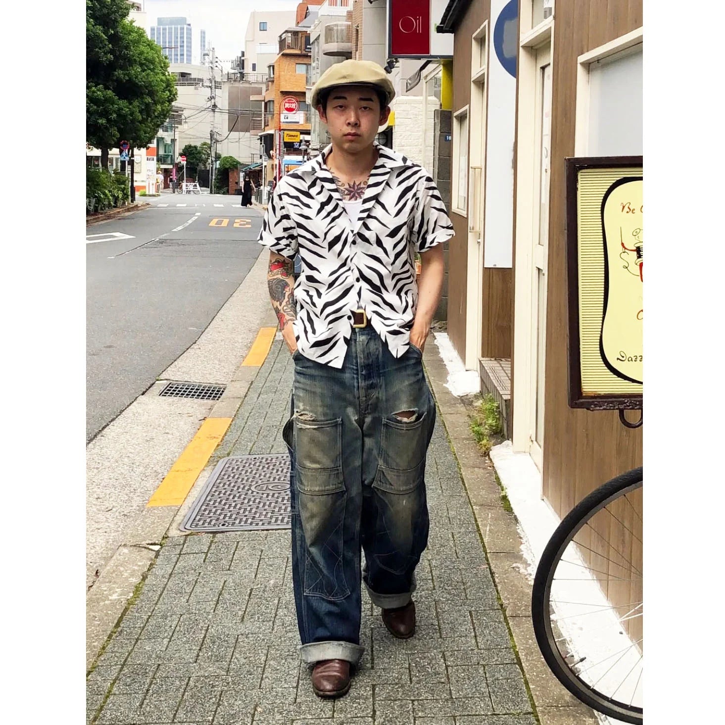 Dry Bones Short Sleeve Print Open Shirt Zebra — White — view 2
