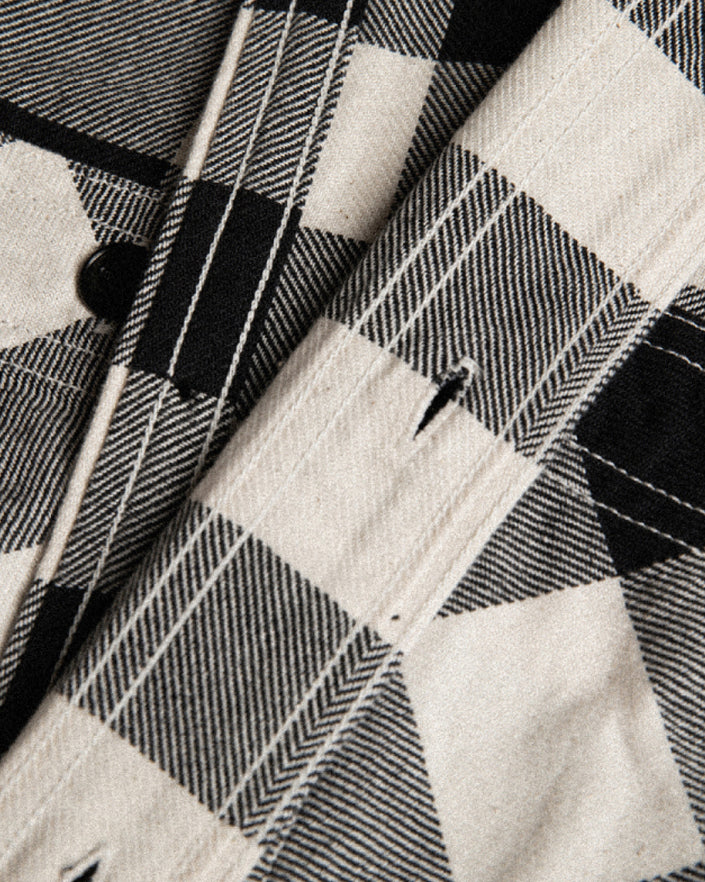 MILITORA LOT 206 1940S BUFFALO PLAID SHIRT - BLACK/WHITE